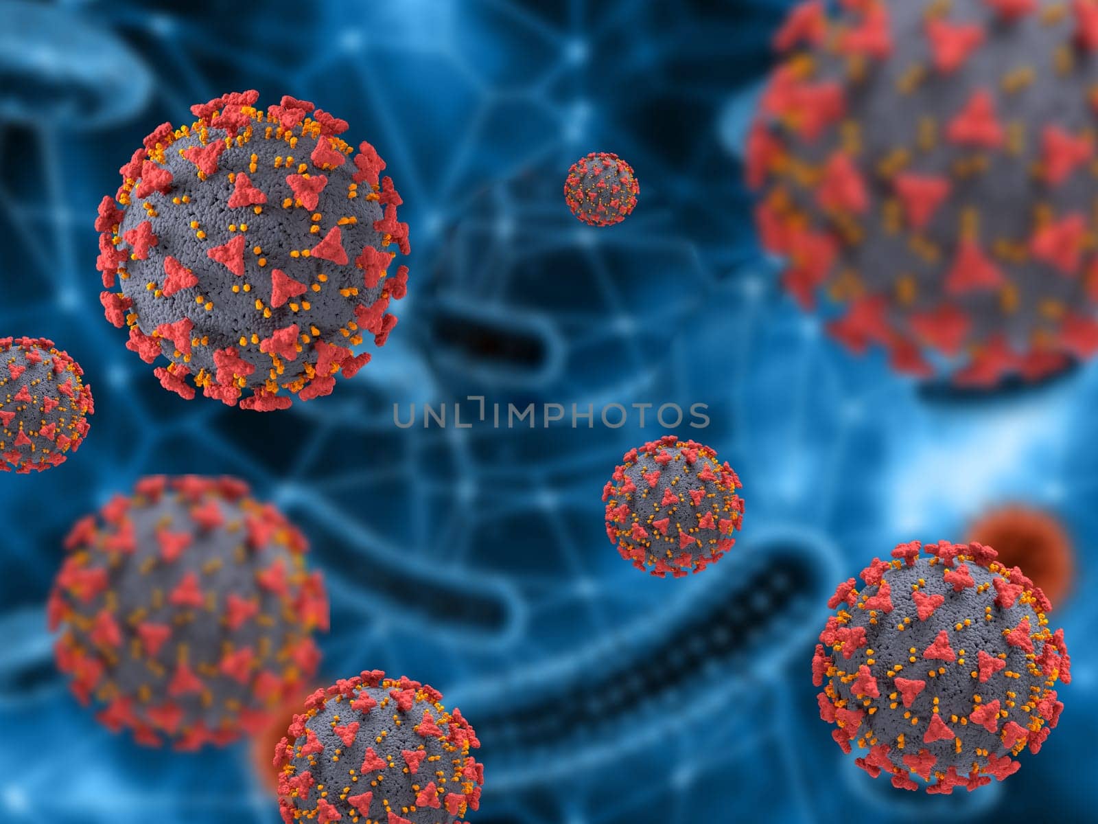 3D render of a medical background with Corona virus cells