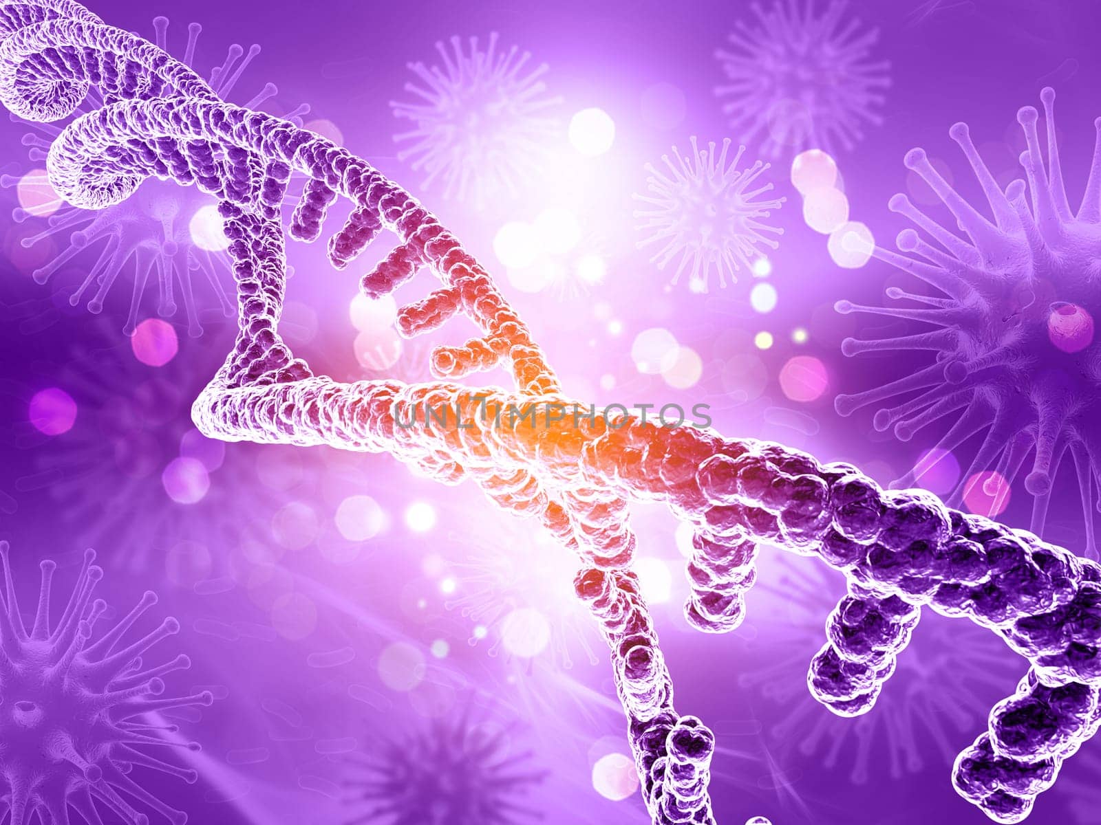 3D render of a medical background with DNA strand