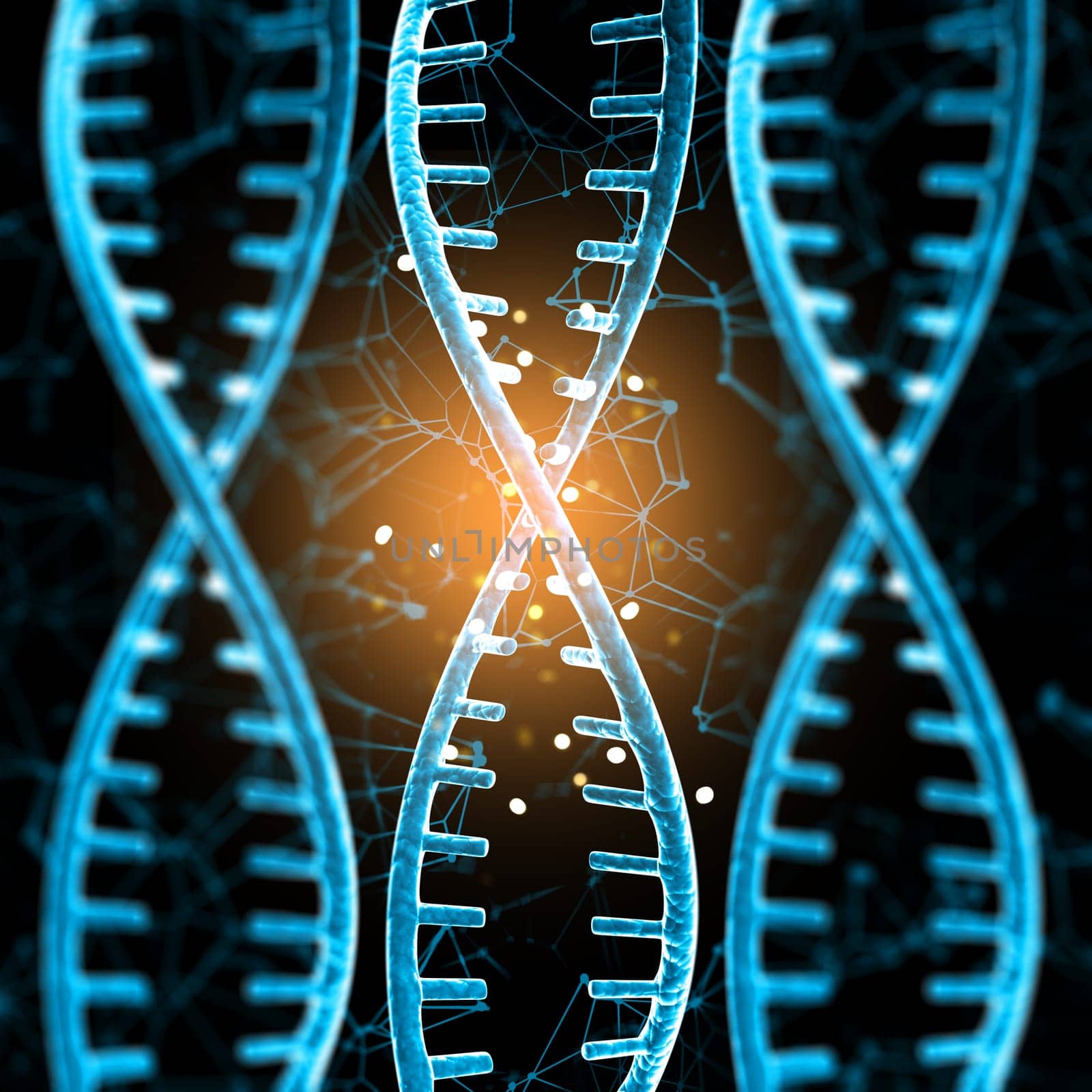 3D render of a medical background with abstract DNA strands