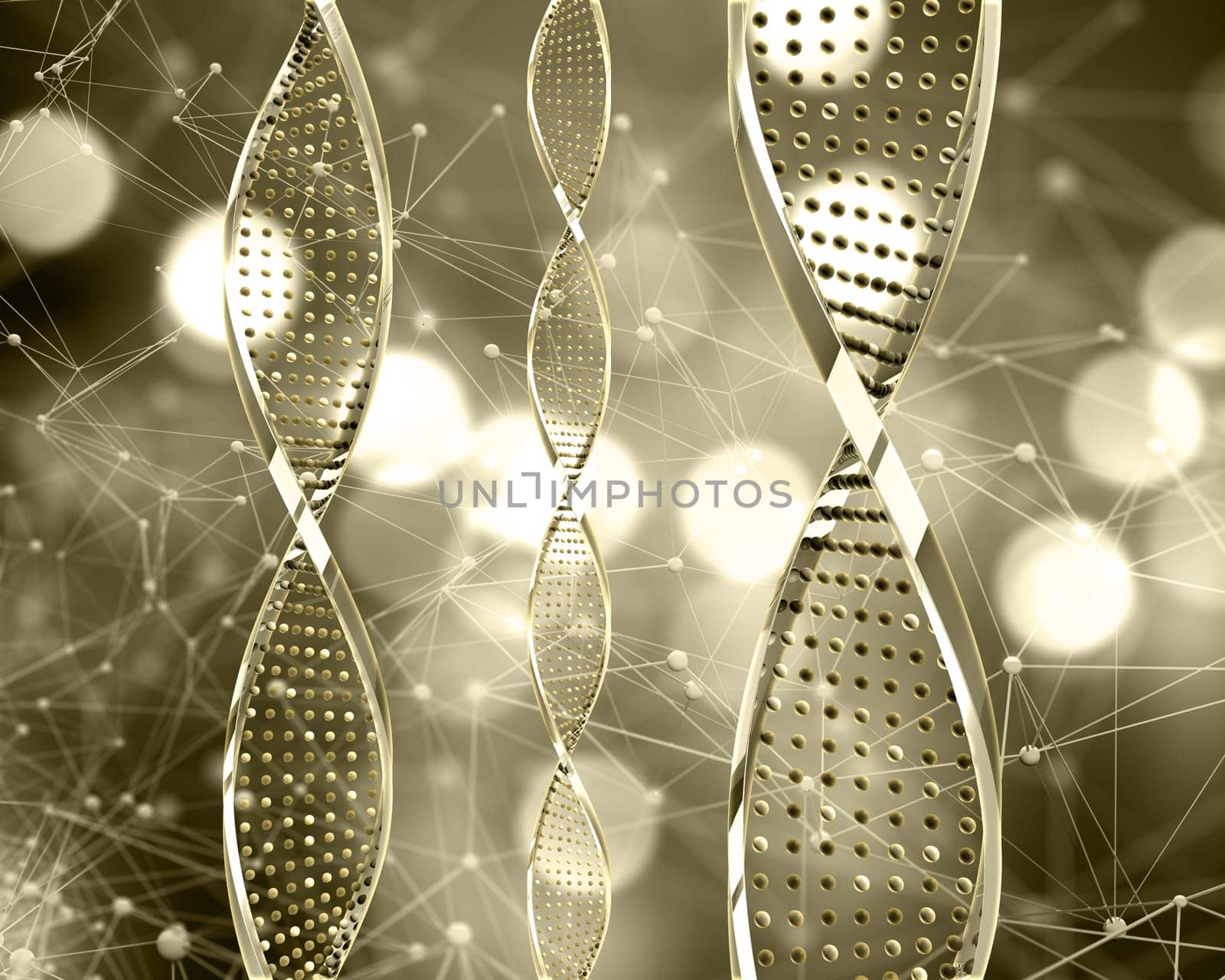 3D render of a medical background with abstract DNA strands