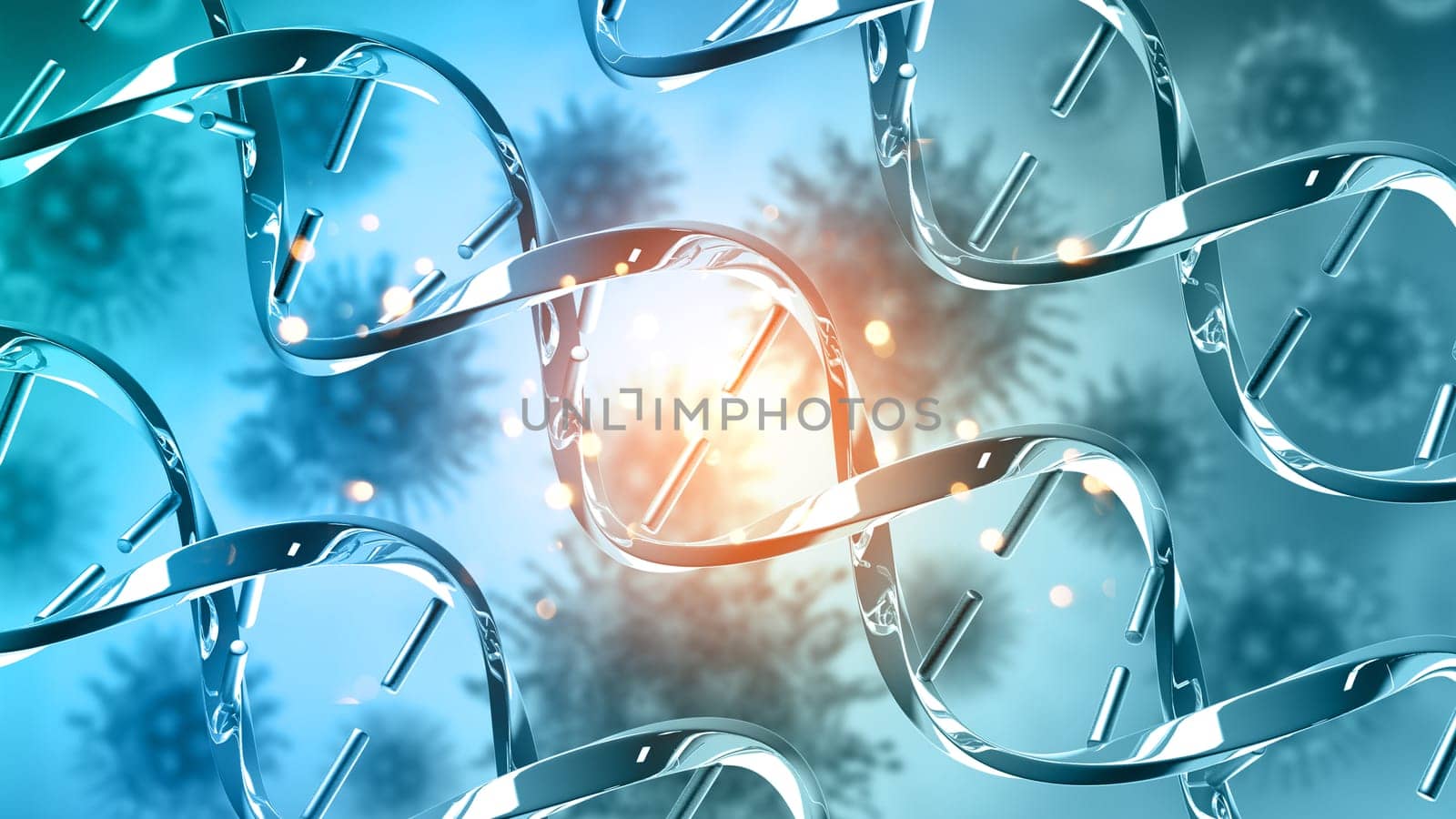 3D render of a medical background with abstract DNA strands