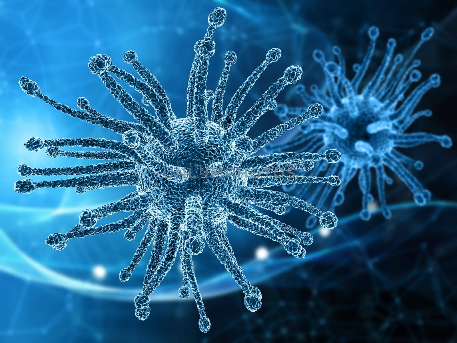 3D render of a medical background with abstract virus cell