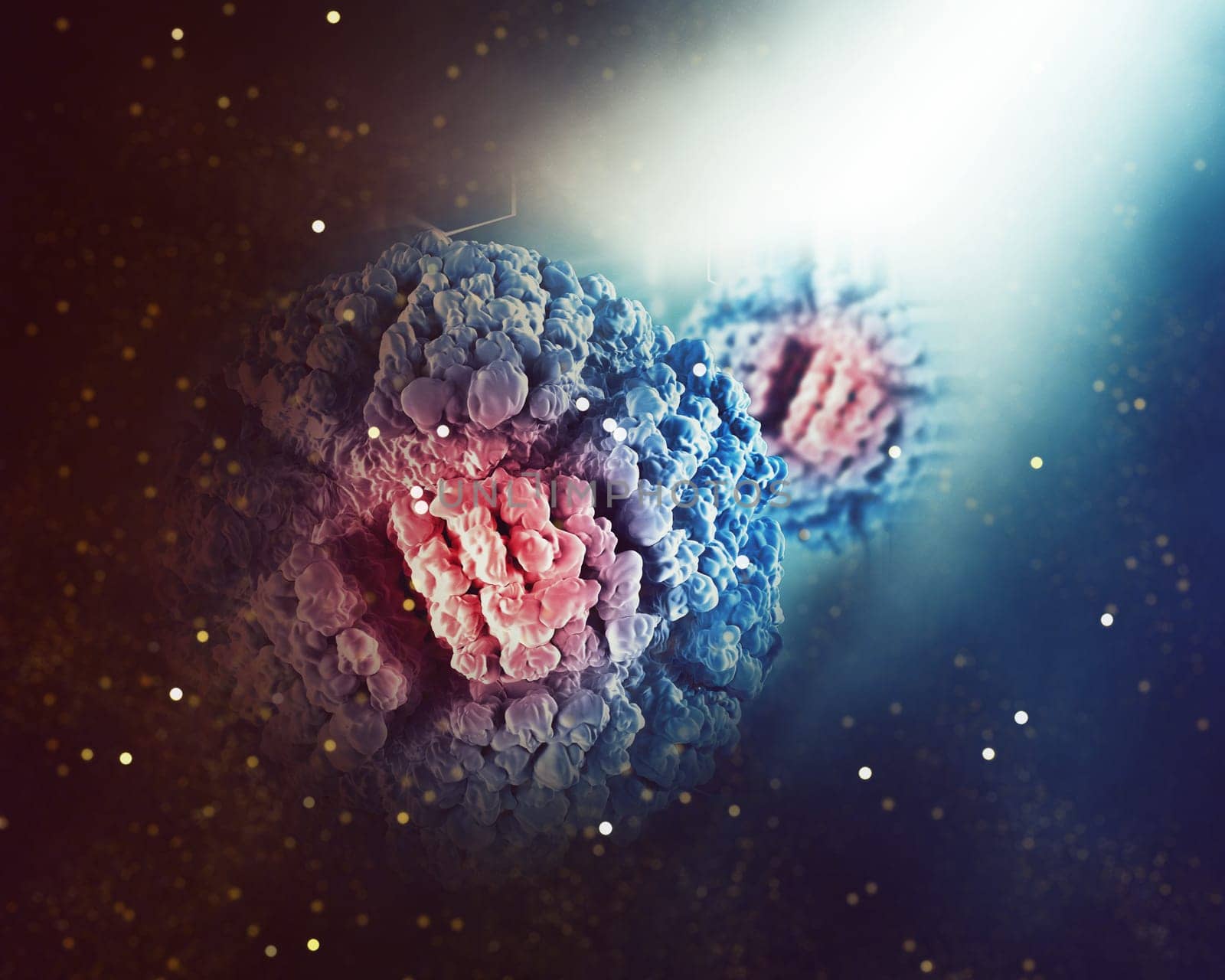 3D render of a medical background with abstract virus cell