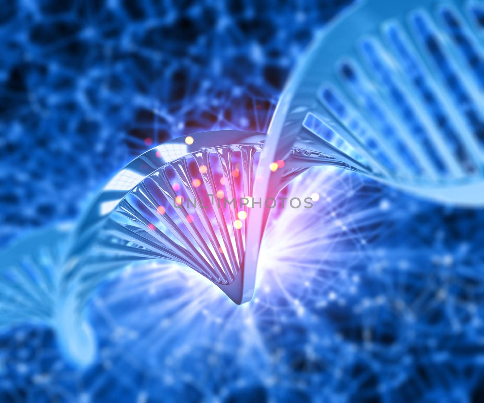 3D render of a medical background with abstract DNA strand