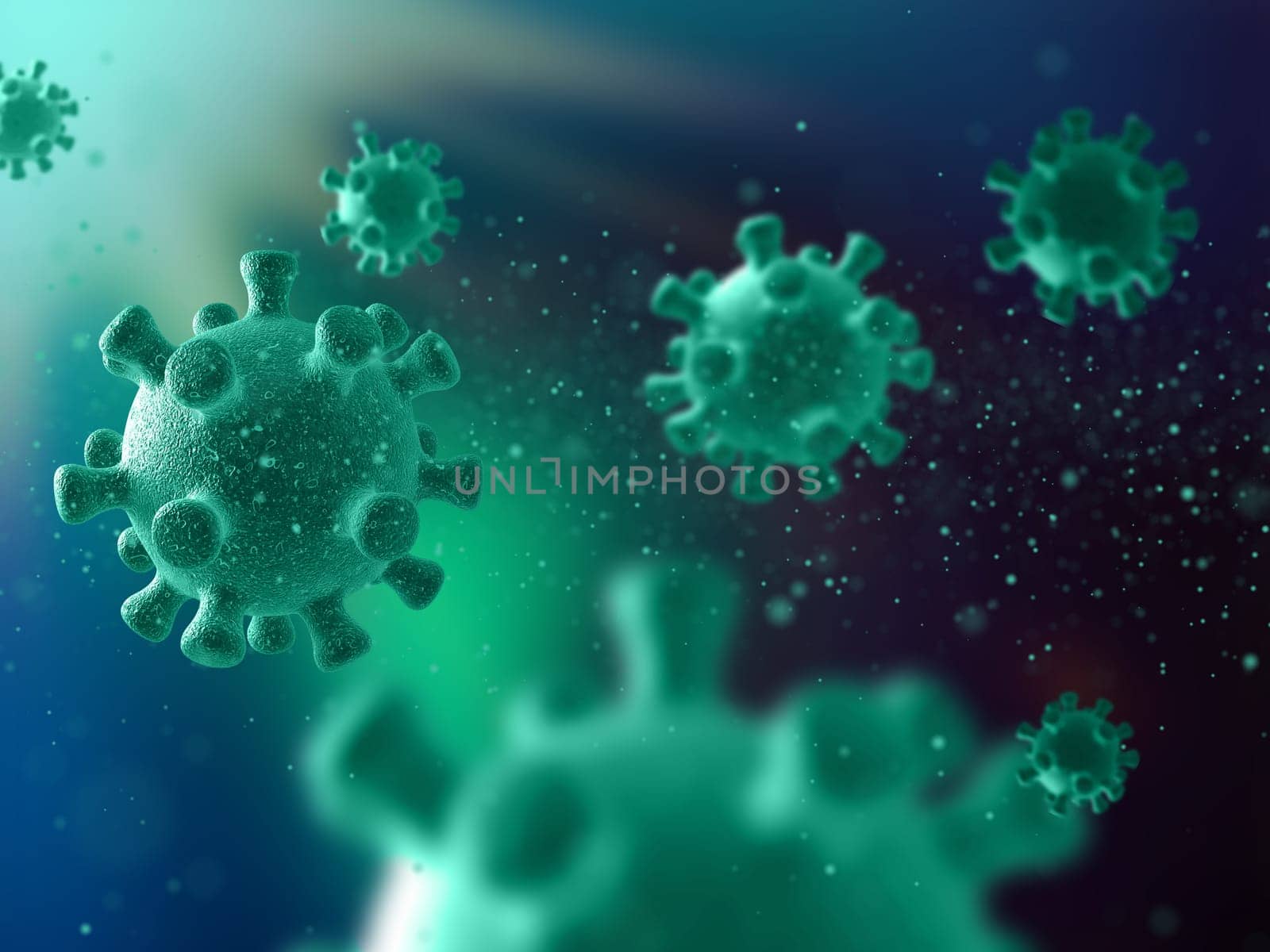 3D render of a medical background with abstract coronal style virus cells