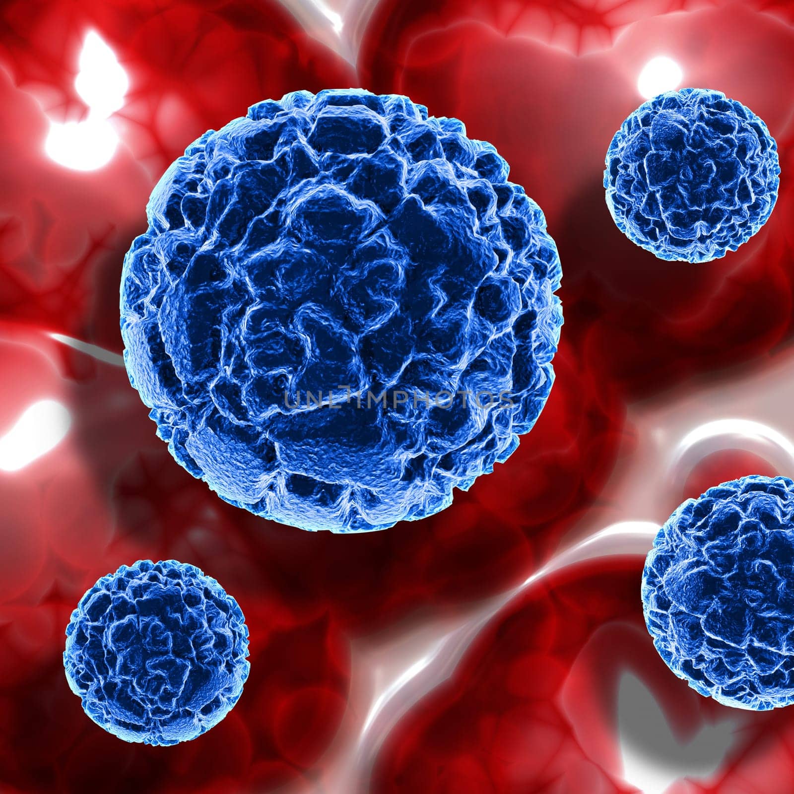 3D render of a medical background with abstract virus cells