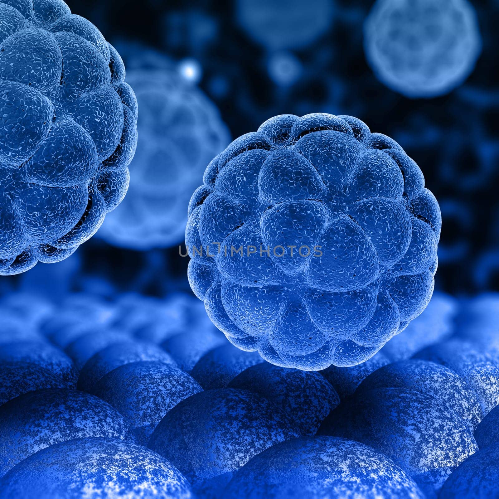 3D render of a medical background with abstract virus cells