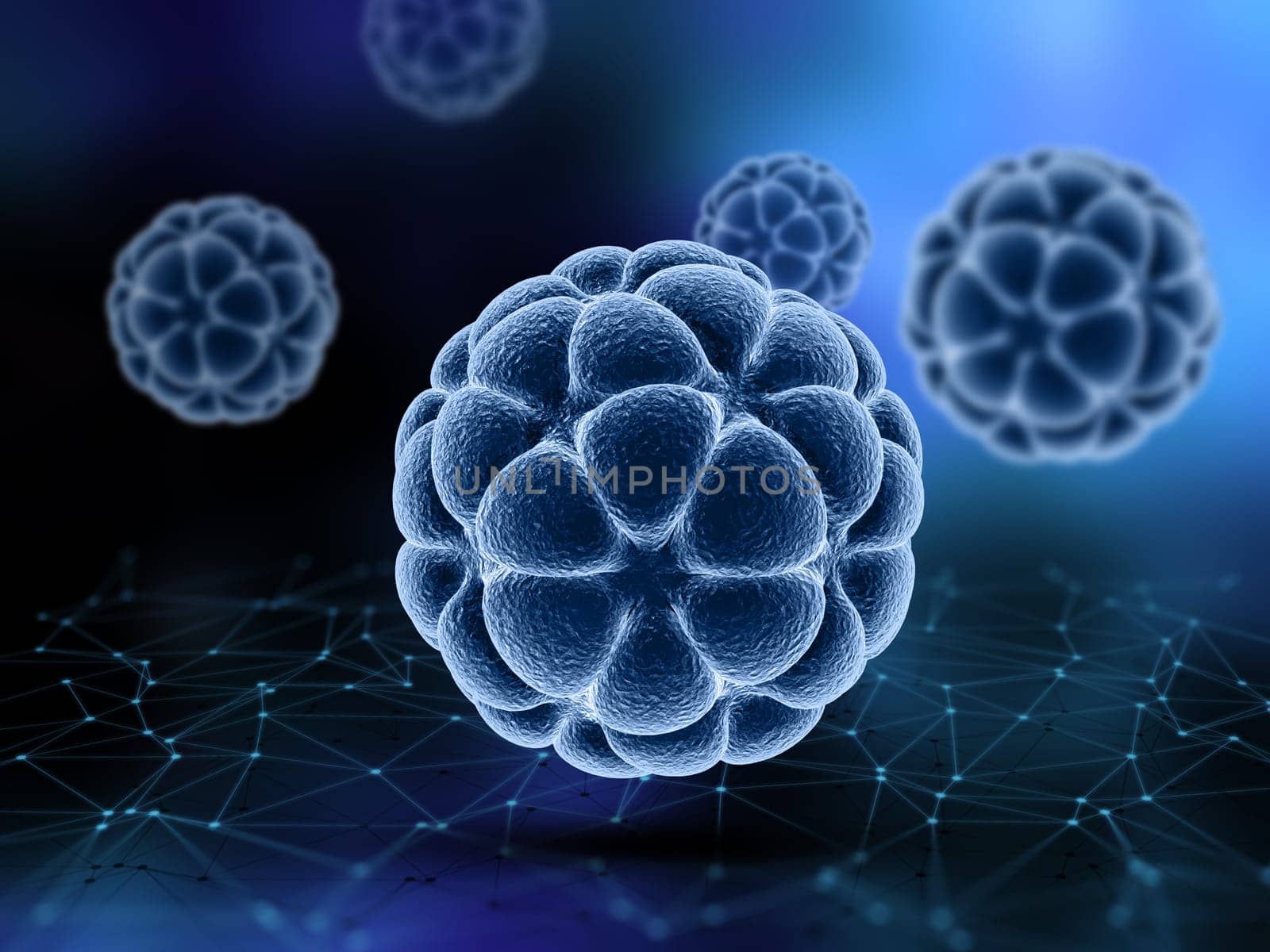3D render of a medical background with abstract virus cells
