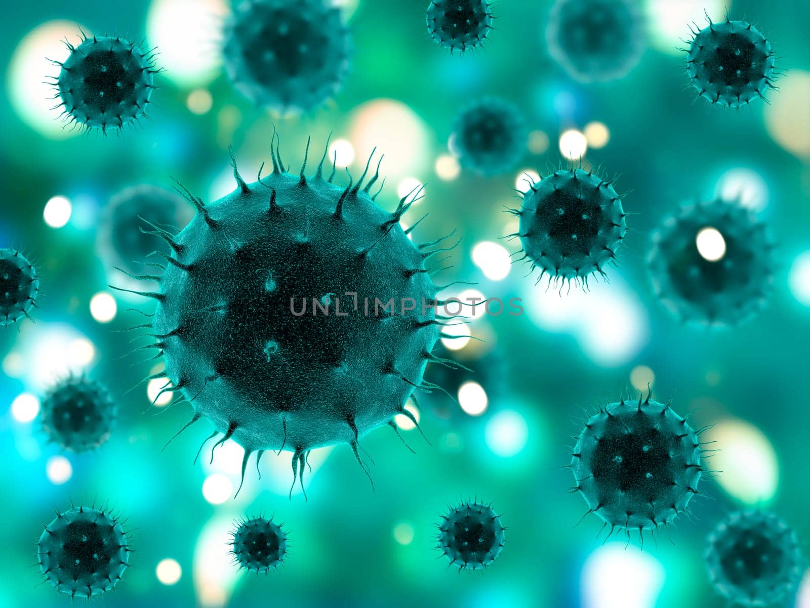3D render of a medical background with abstract virus cells
