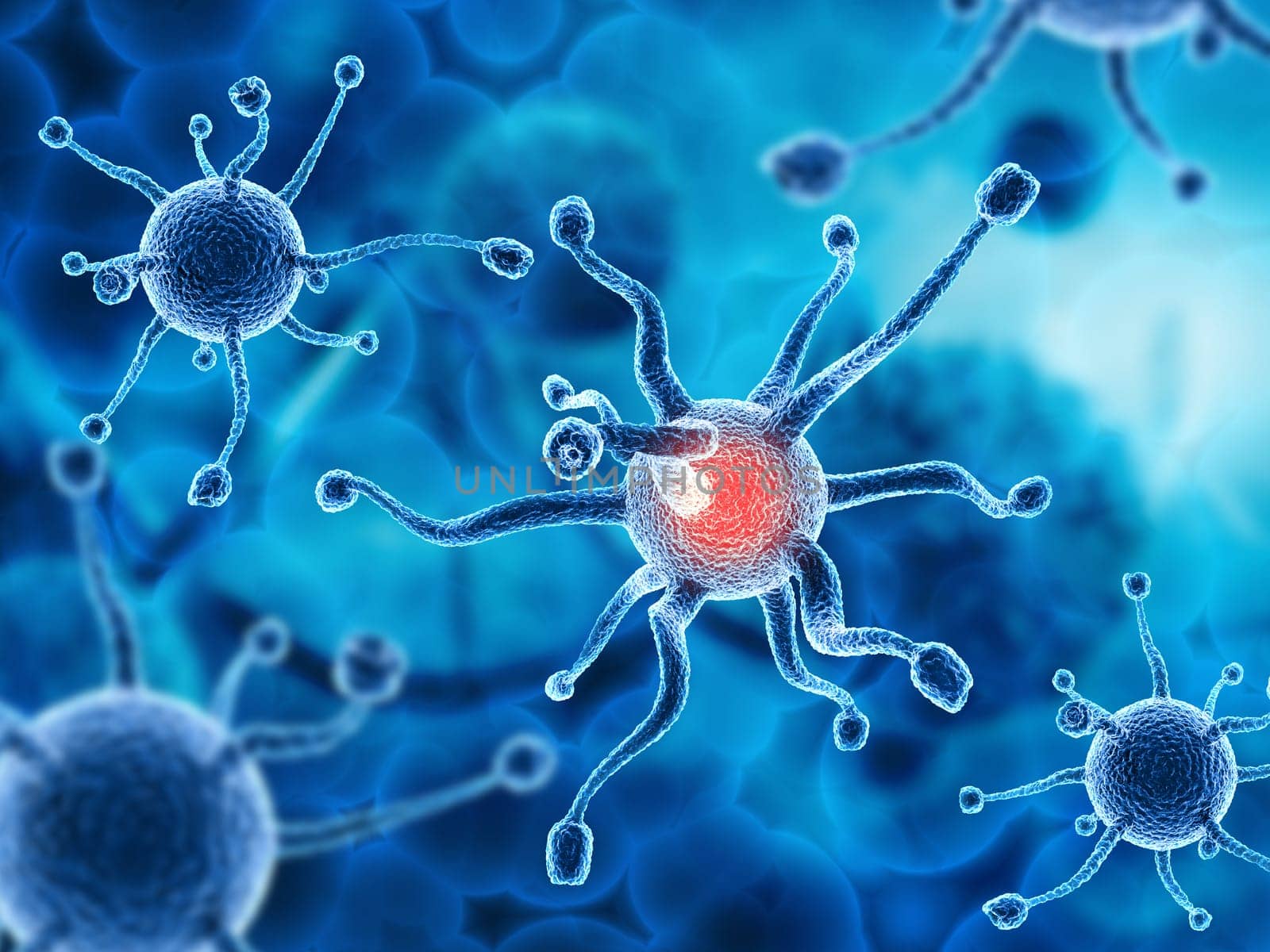 3D render of a medical background with abstract virus cells