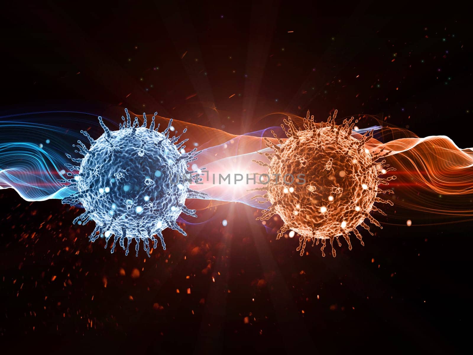 3D render of a medical background with abstract virus cells