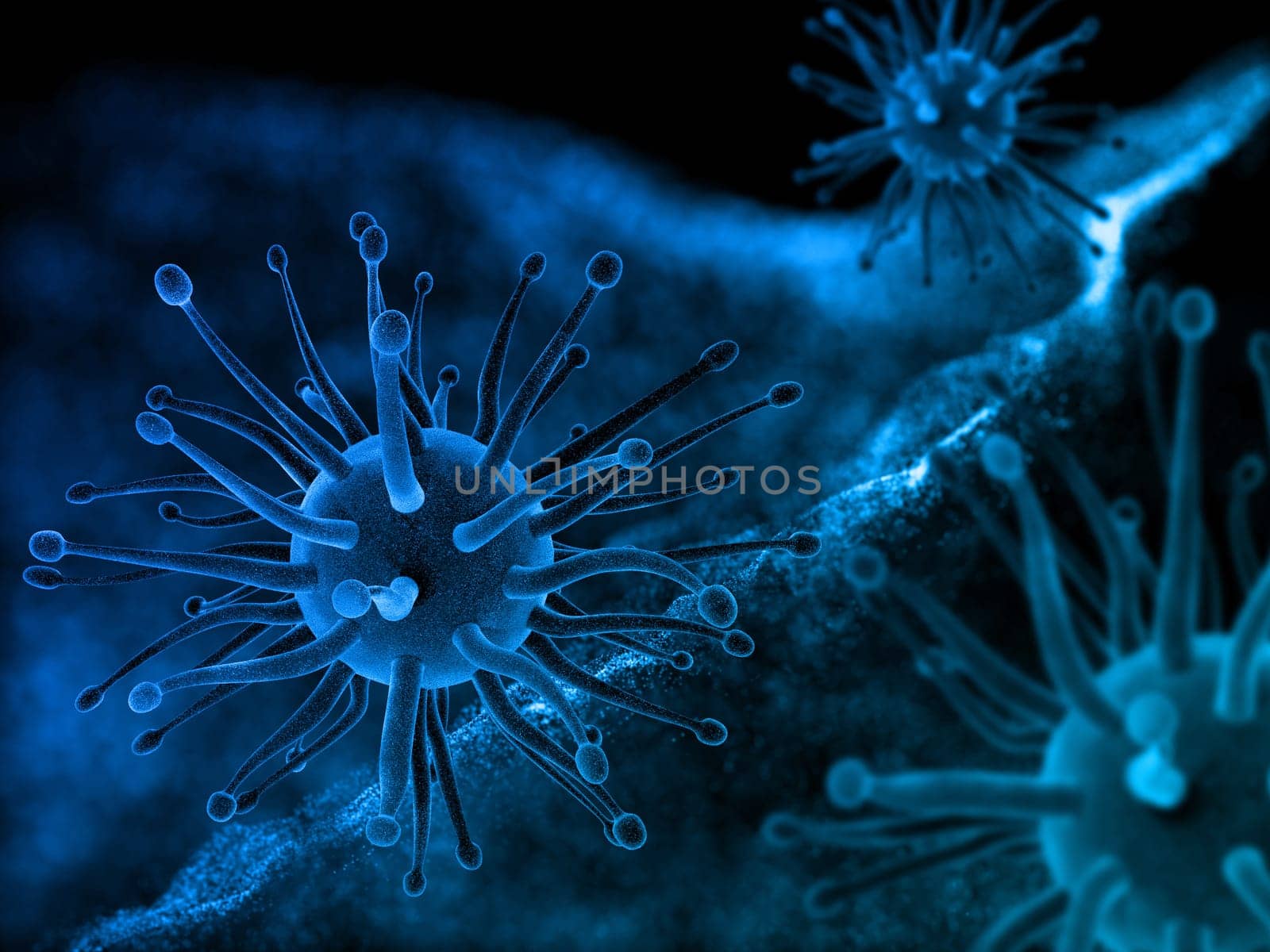 3D render of a medical background with abstract virus cells