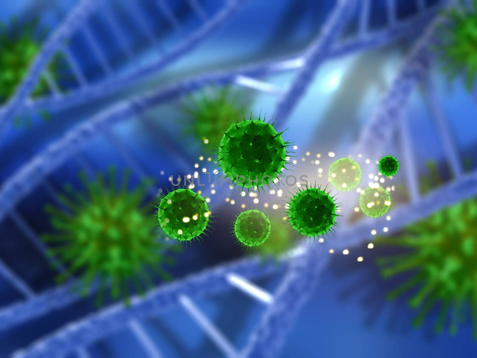 3D render of a medical background with abstract virus cells