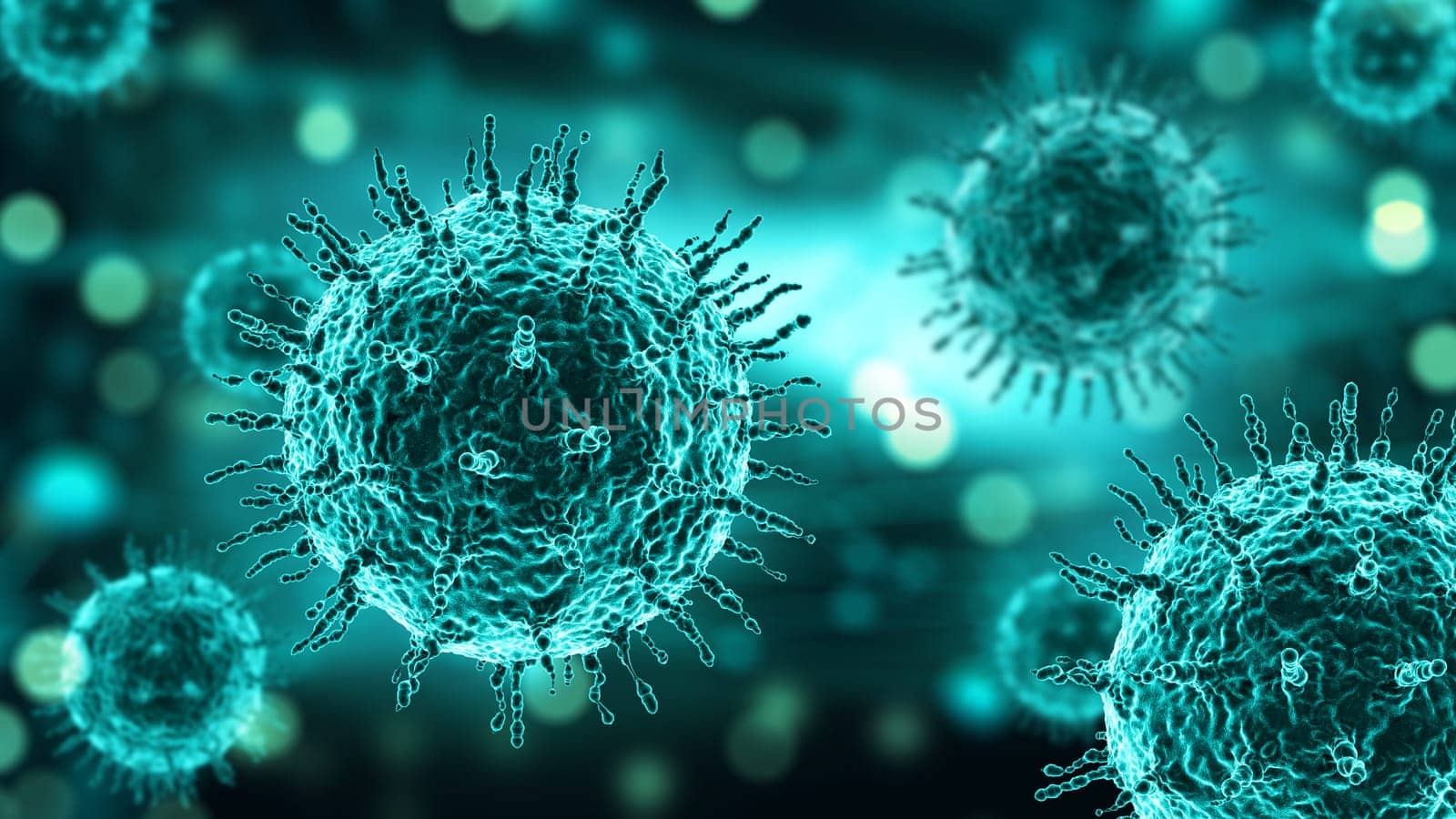 3D render of a medical background with abstract virus cells