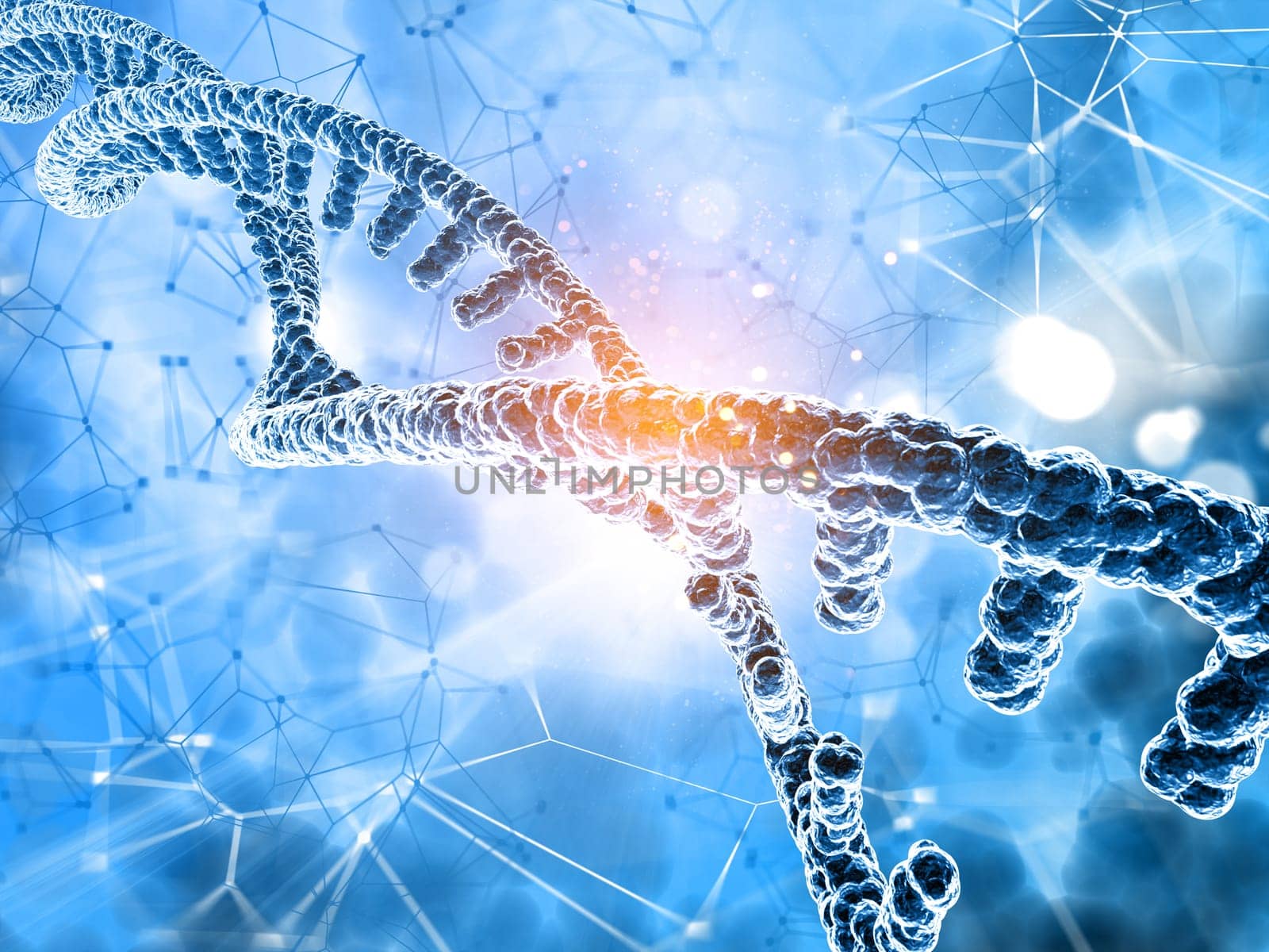 3D render of a medical background with detailed DNA strand