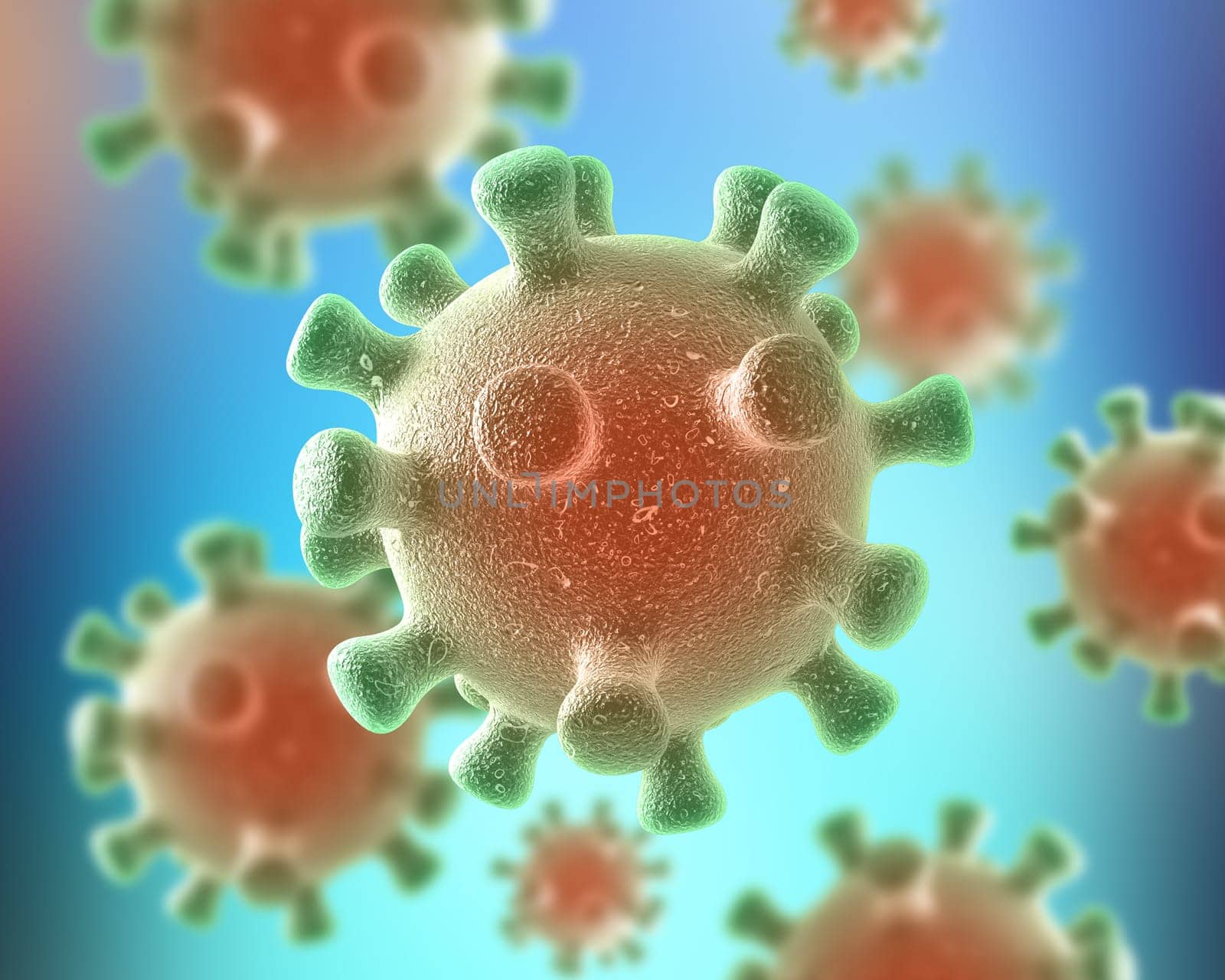3D render of a medical background with detailed abstract virus cells