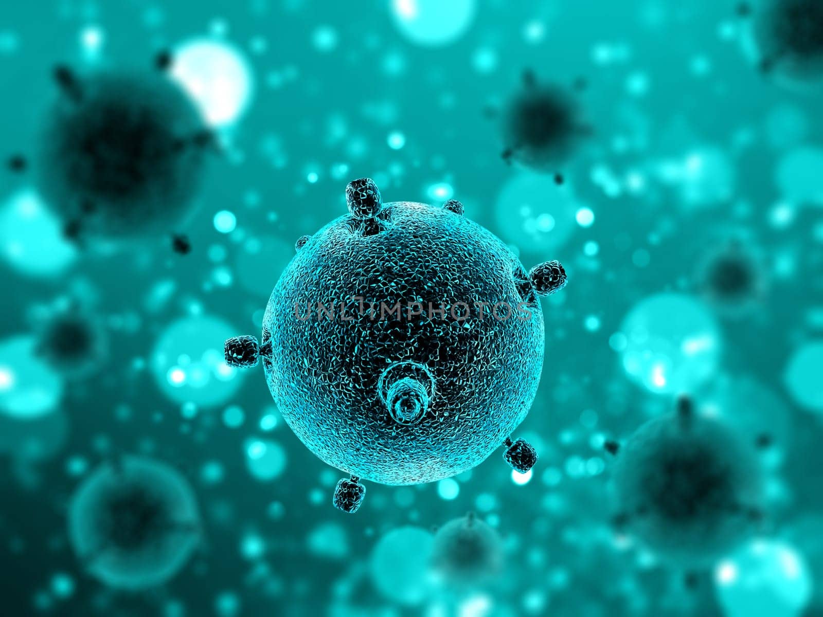 3D render of a medical background with close up of virus cell