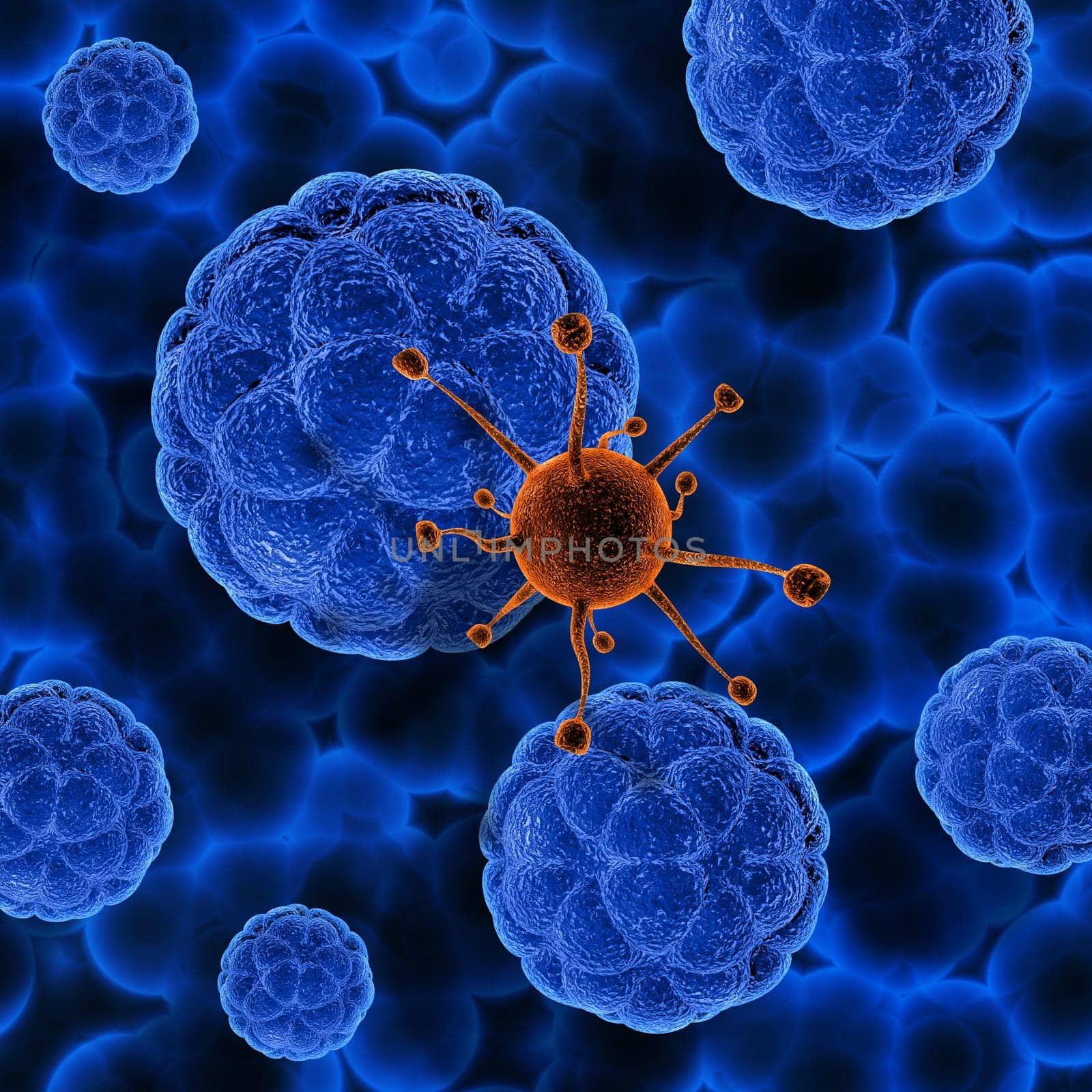 3D render of a medical background with rogue virus cell