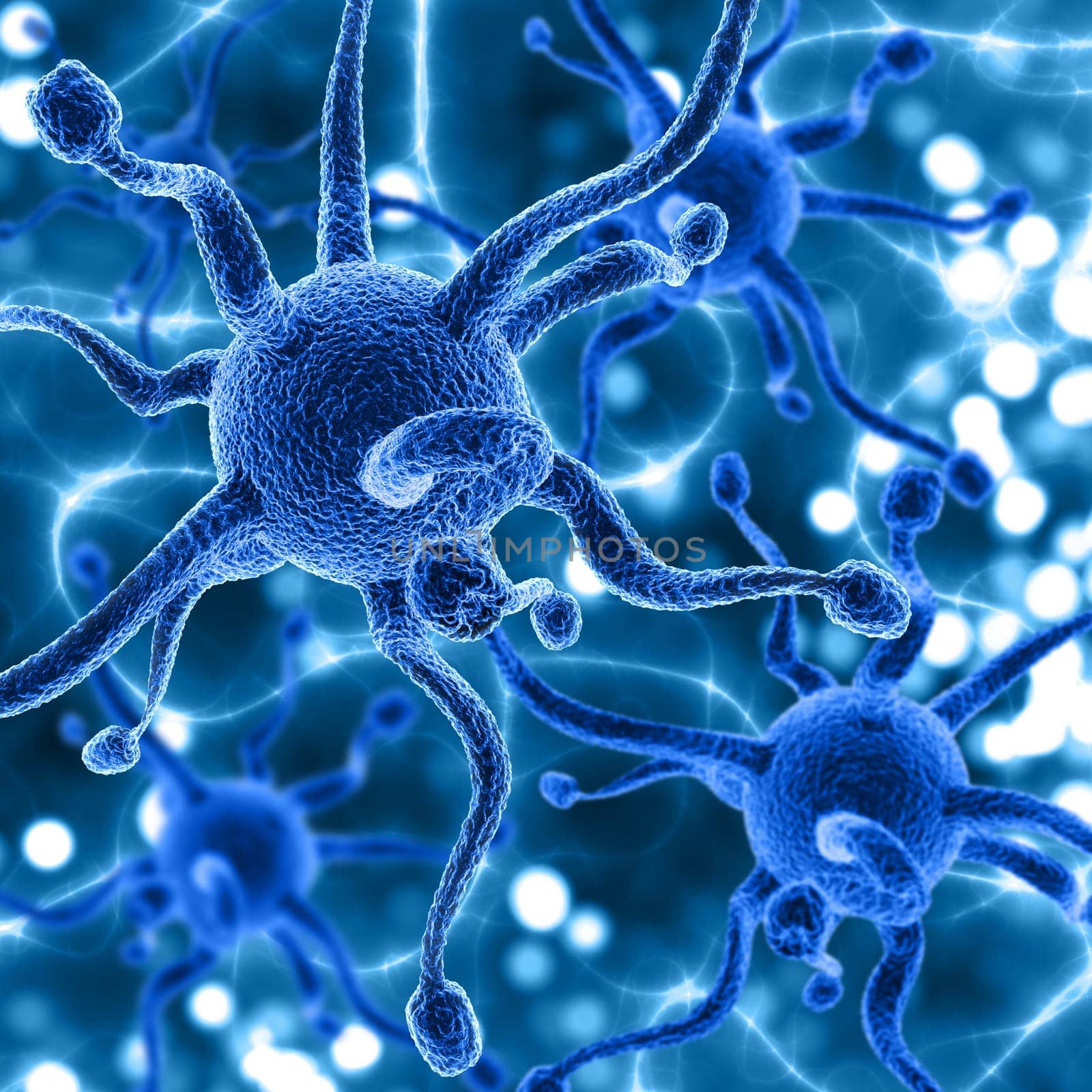 3D render of a medical background with virus cells on electric style design
