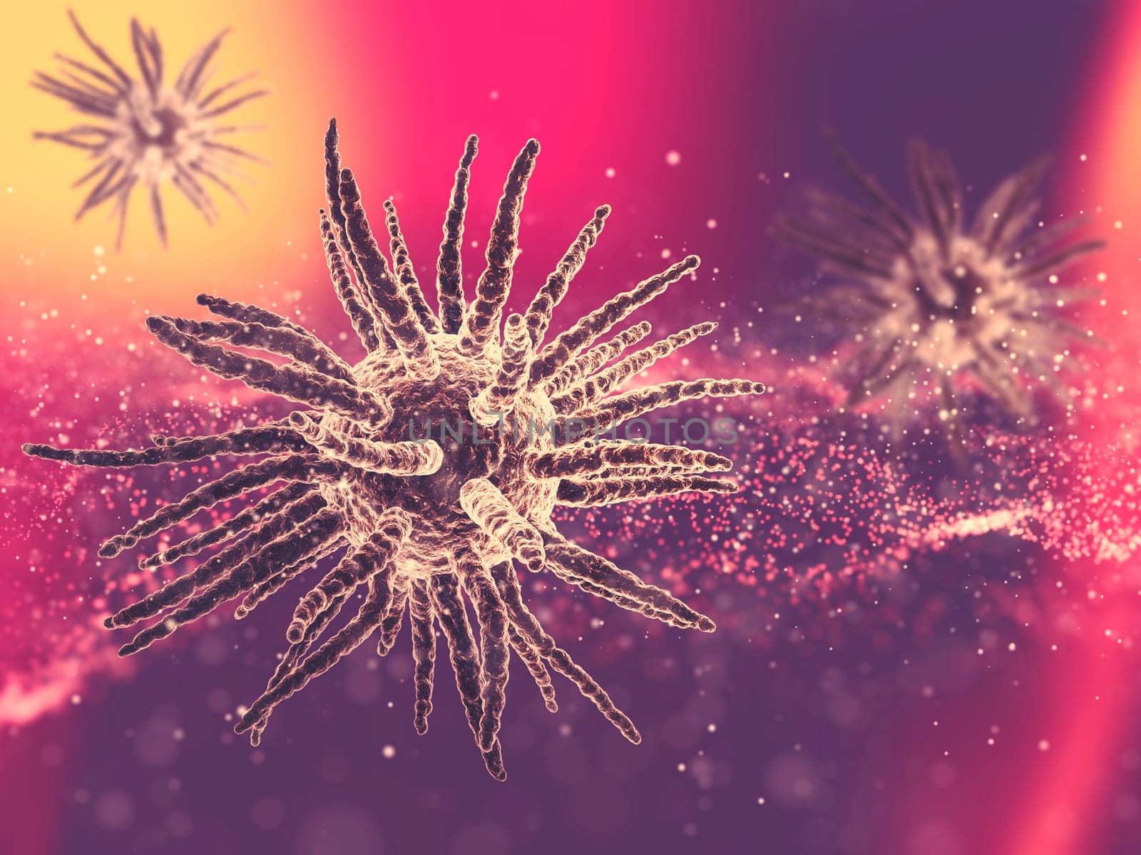 3D render of a medical themed background with abstract virus cells