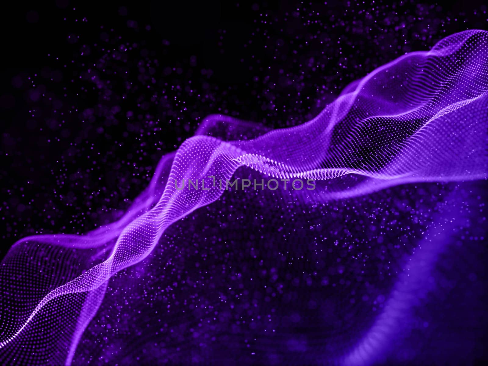 3D render of a modern background with flowing cyber dots design