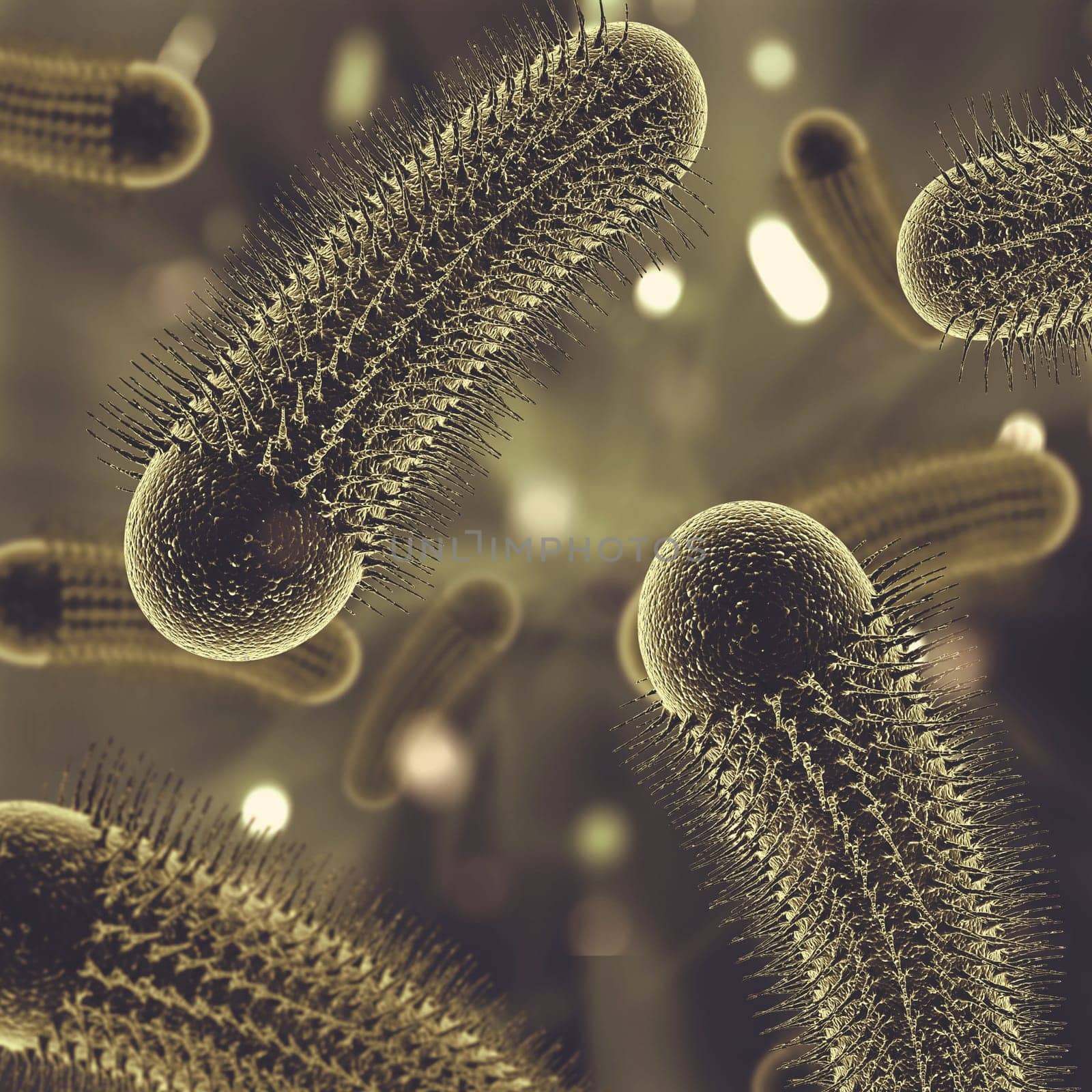 3D render of a medical image with virus cells