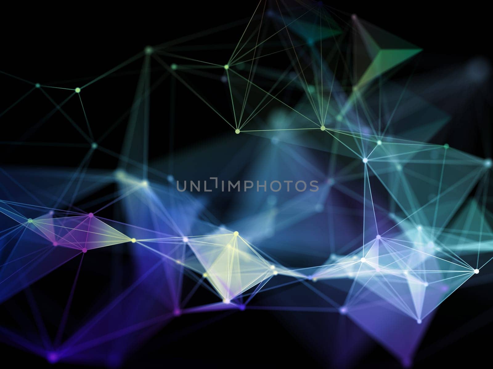 3D render of a modern network communications science background with plexus design