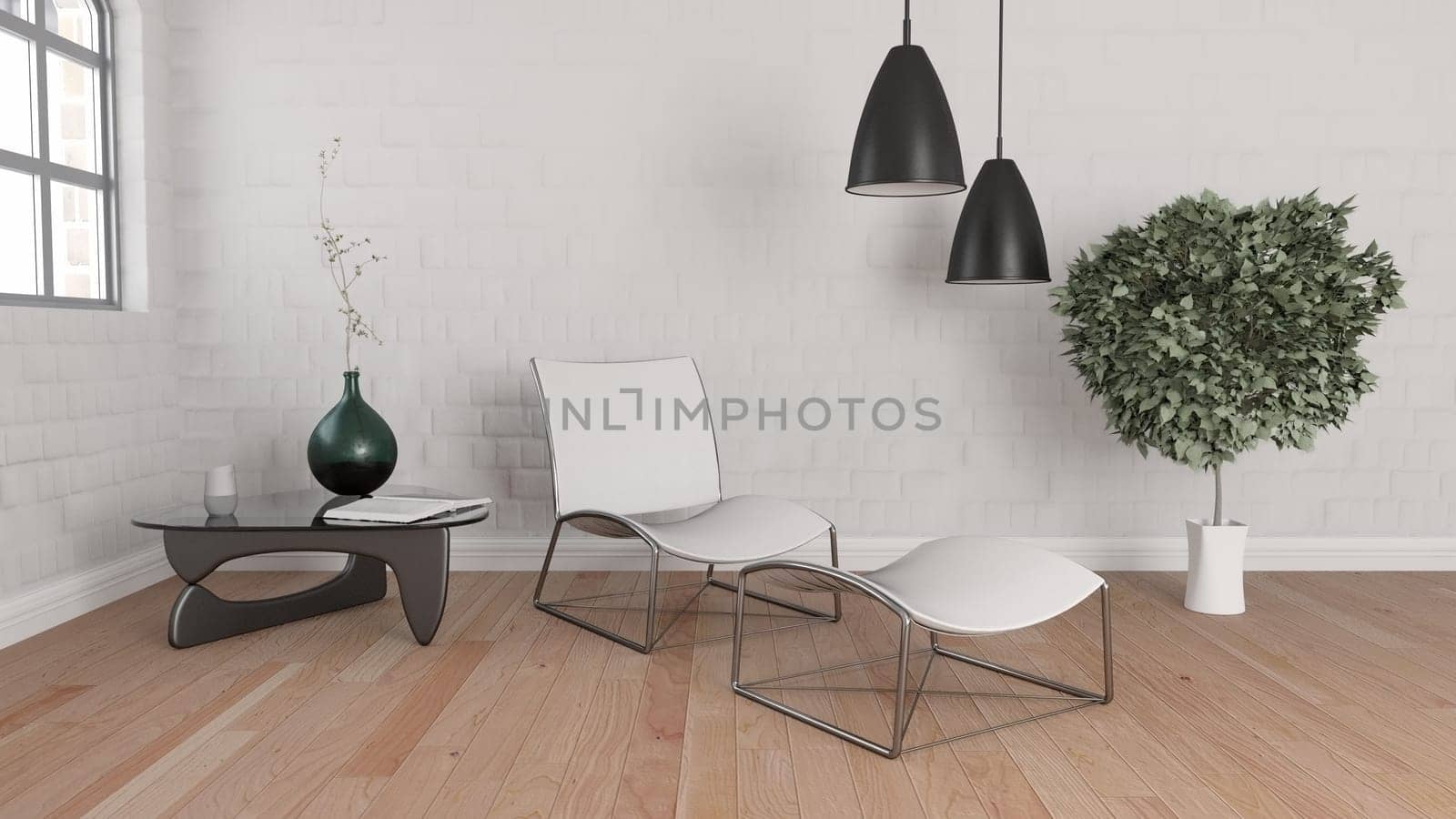3D render of a modern room interior