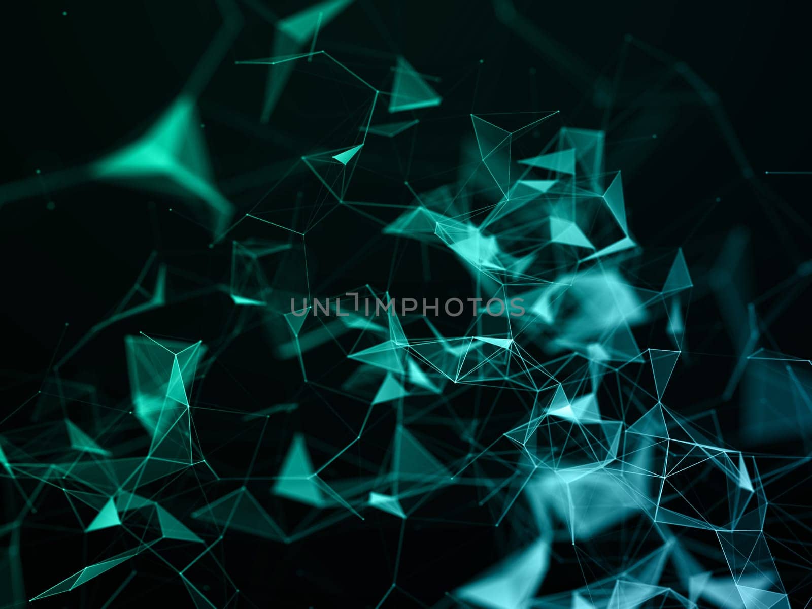 3D render of a modern technology background with low poly plexus design