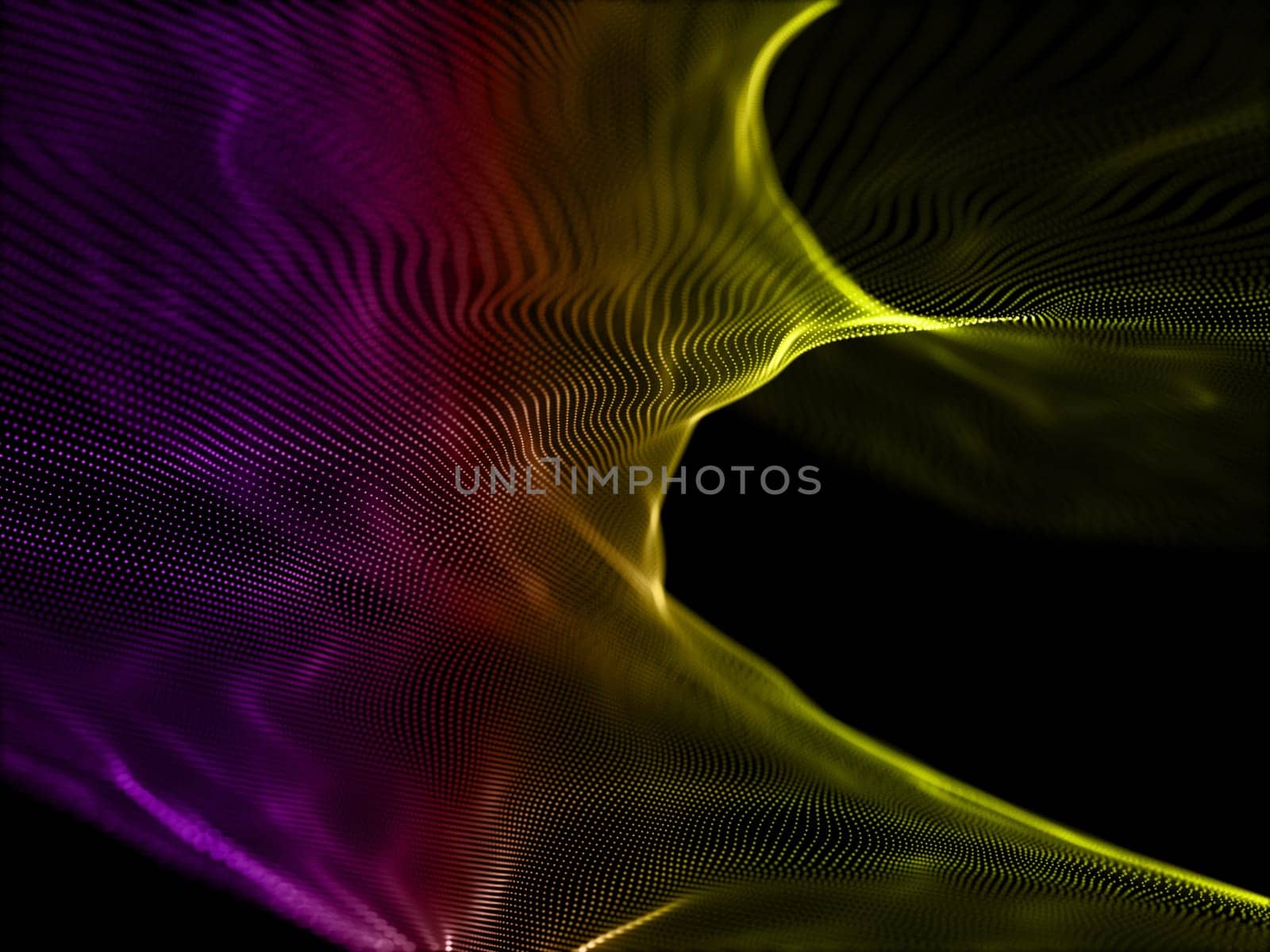 3D render of a modern tech background with flowing cyber particles