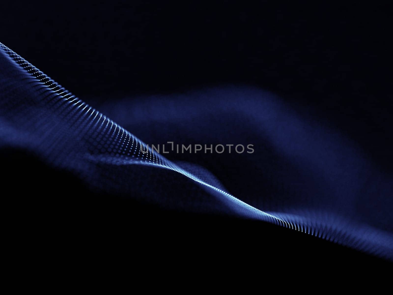 3D render of a modern techno background with abstract cyber particles
