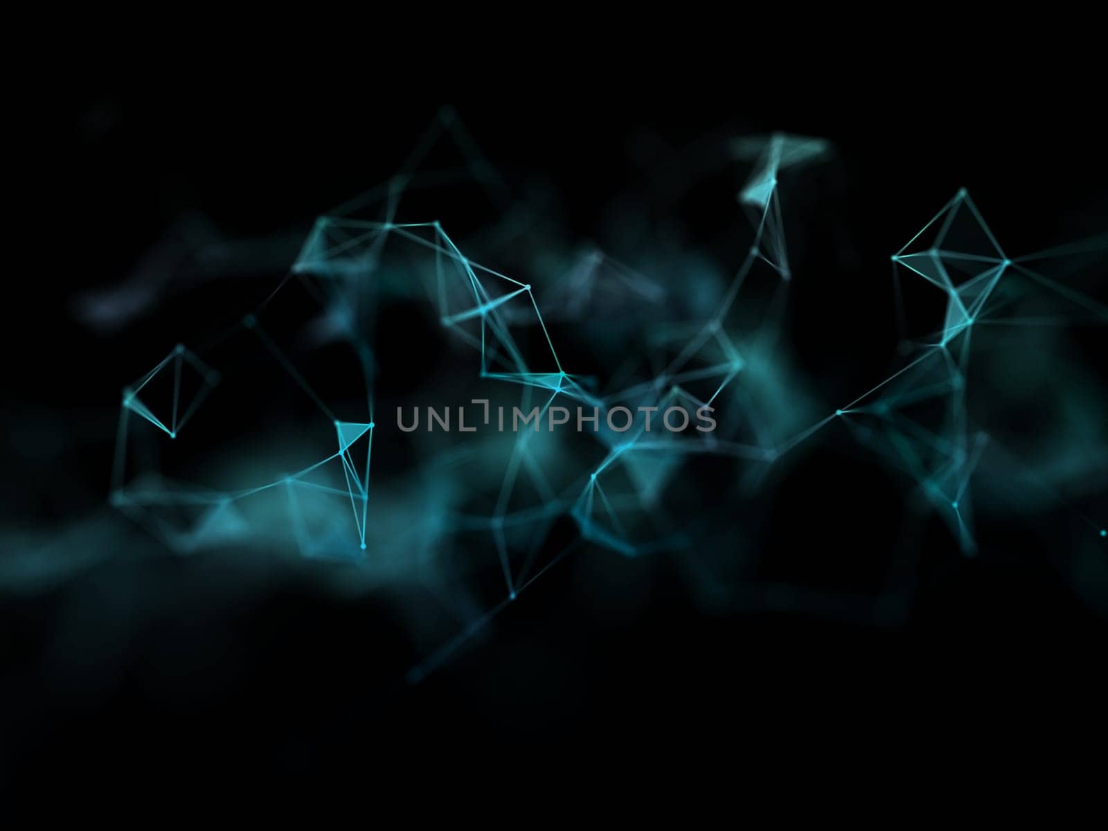 3D render of a modern network communications low poly plexus design