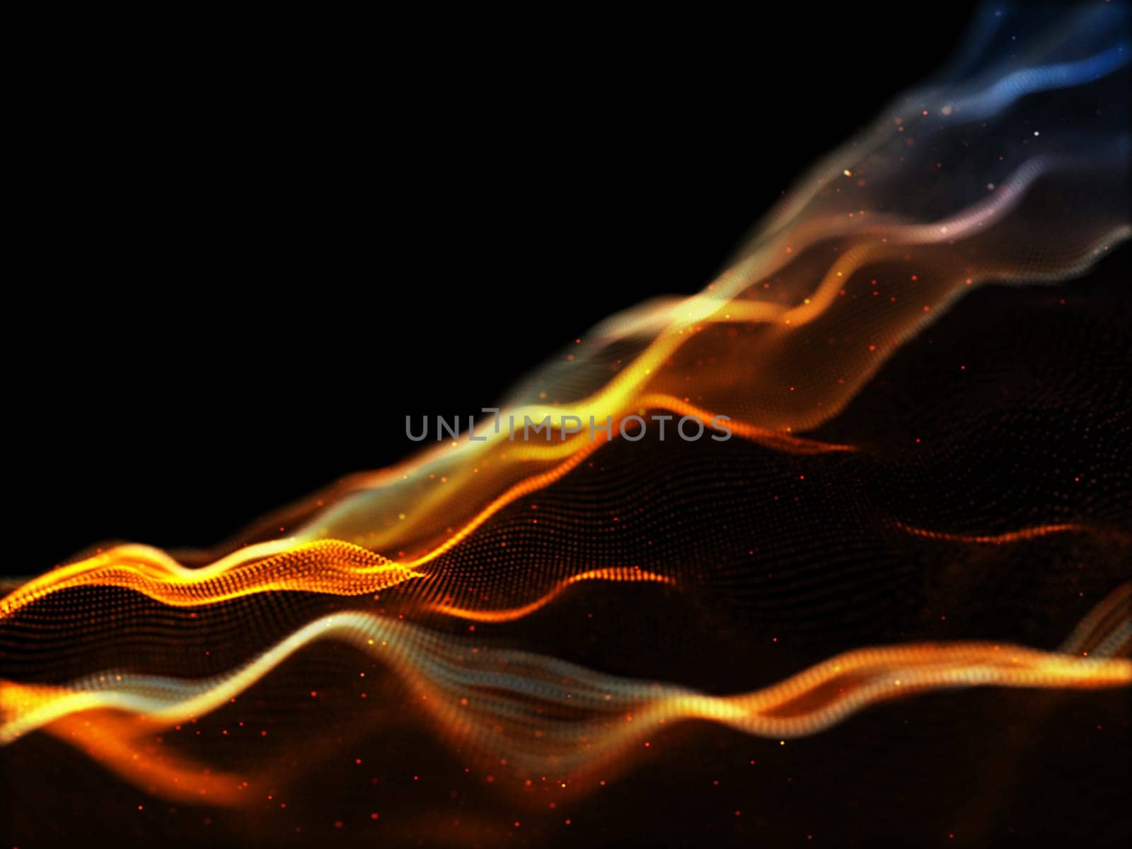3D render of a modern particle flow background with cyber dots