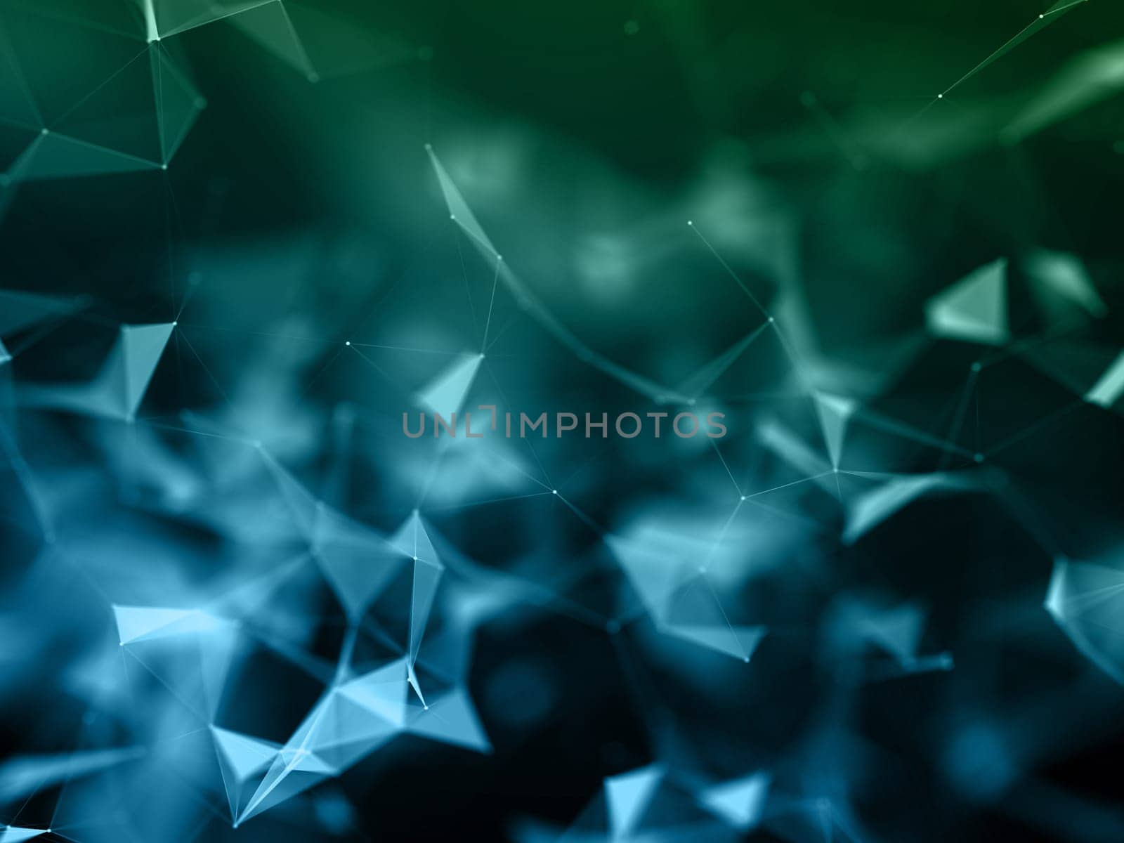 3D render of a plexus background with low poly design - shallow depth of field