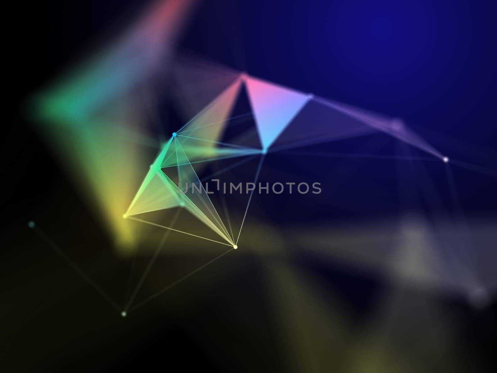 3D render of a science background with low poly plexus design