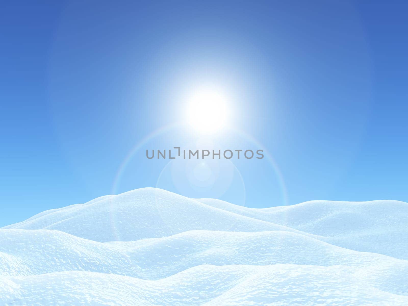 3D render of a snowy Christmas landscape