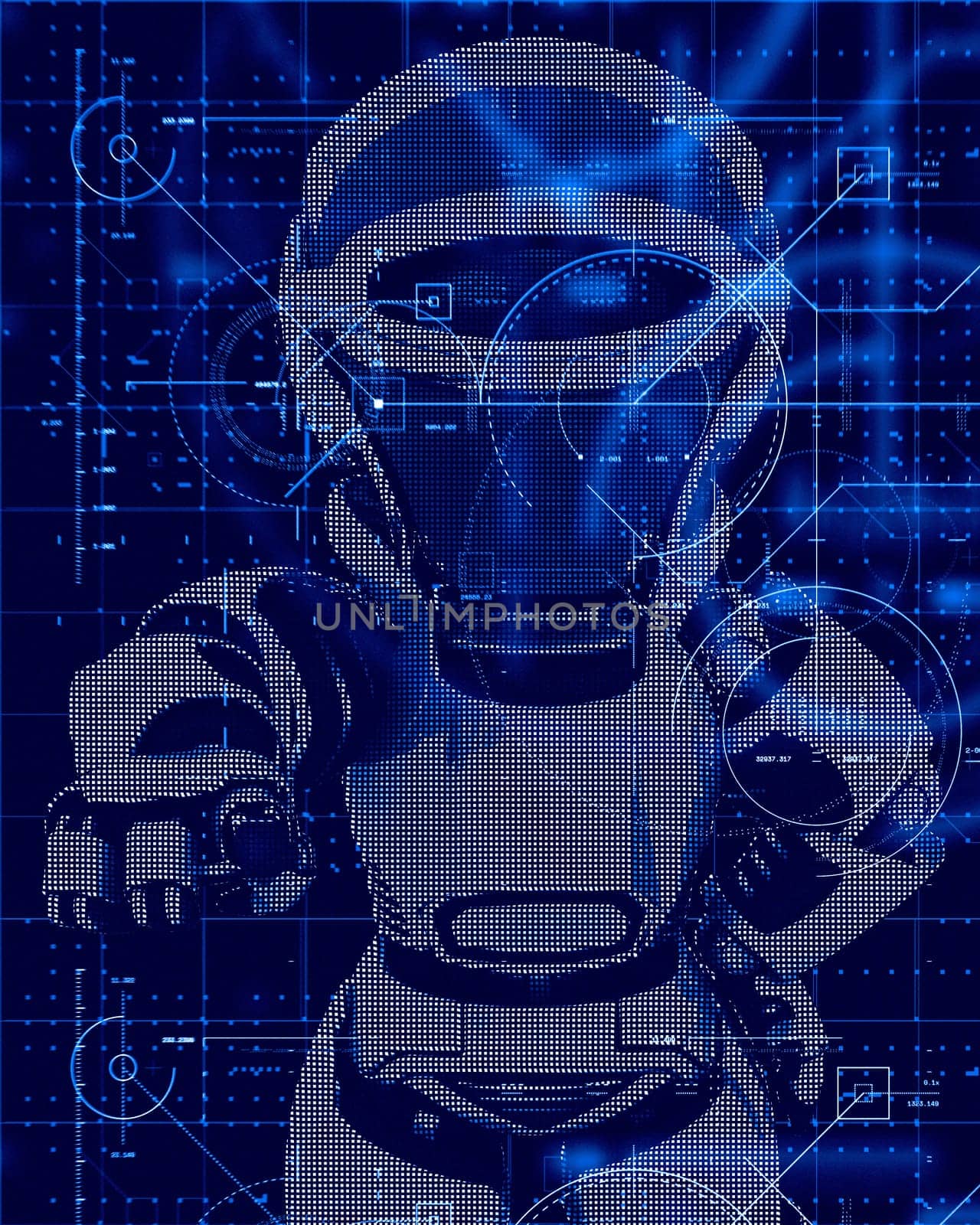 3D render of a technology background with robot design