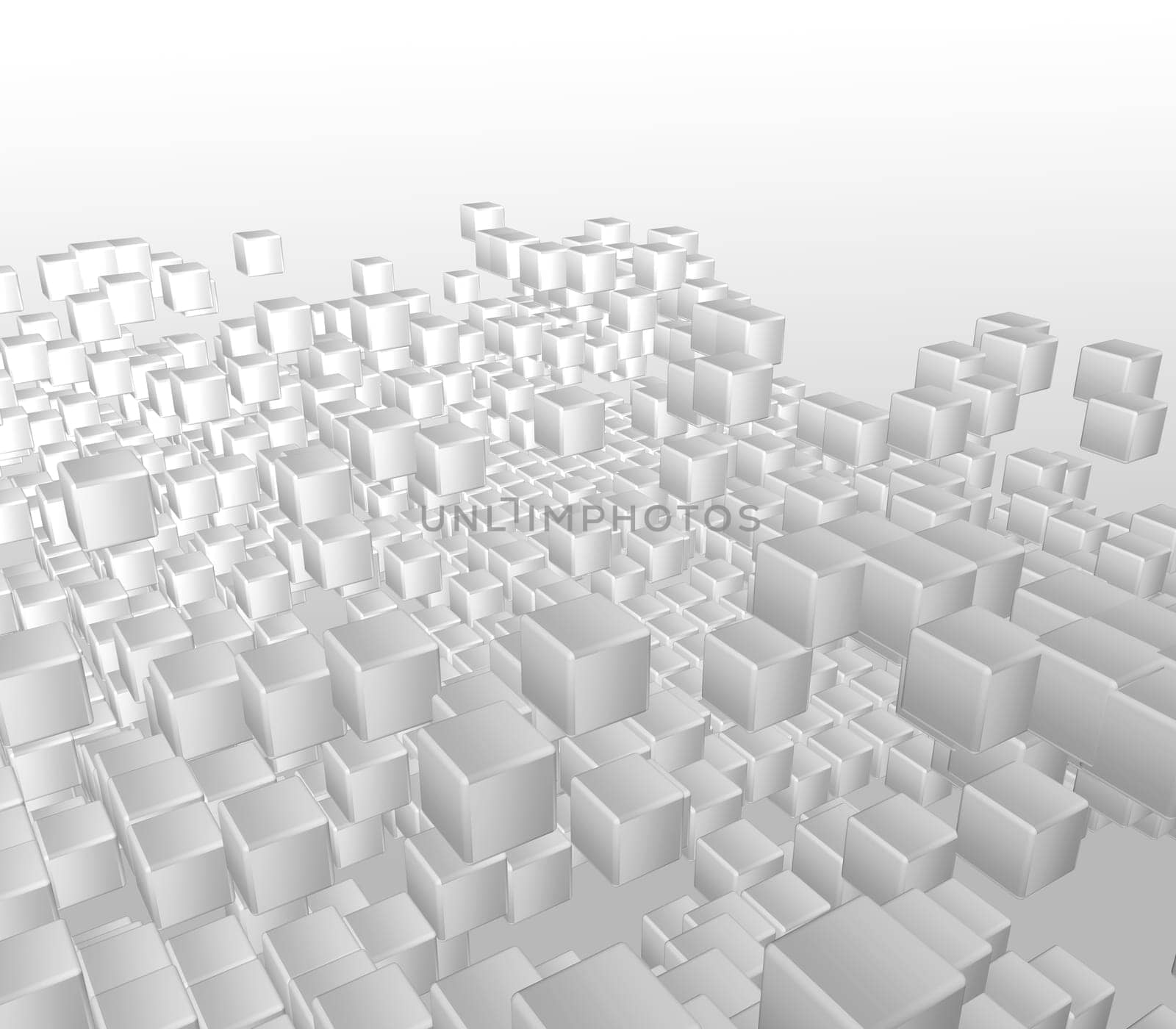 3D render of an abstract background of white cubes