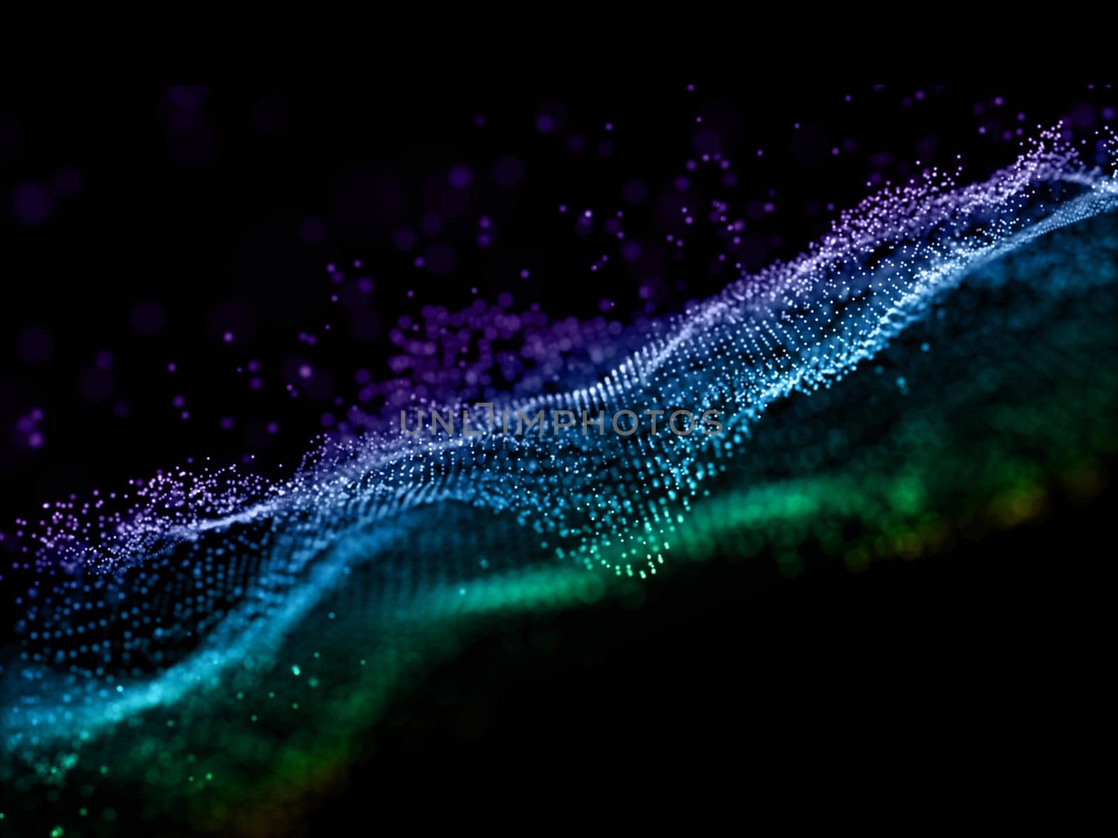 3D render of an abstract background with floating particles