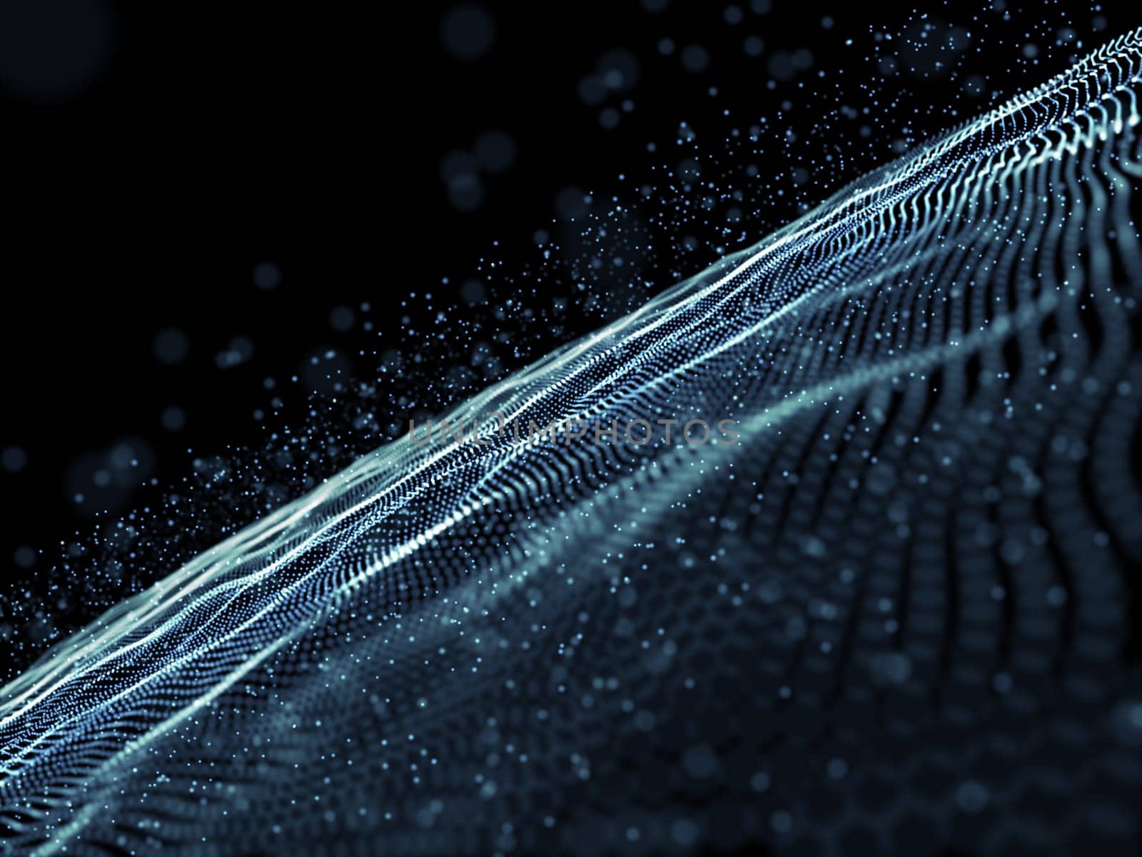 3D render of an abstract background with a digital cyber particles design