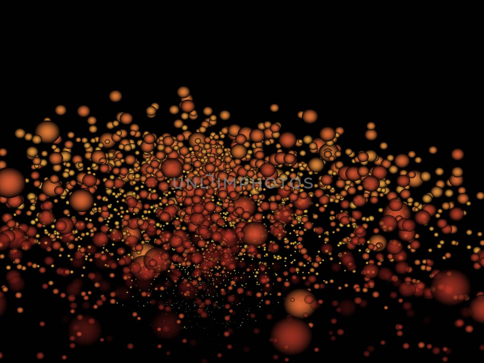 3D render of an abstract background with bubble like particles