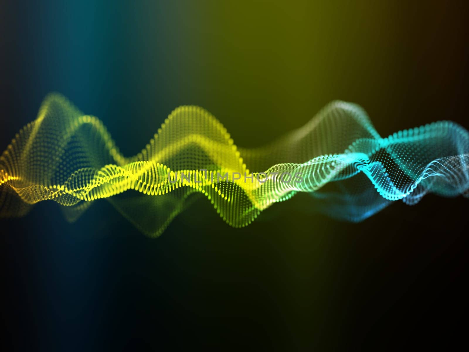 3D render of an abstract background with flowing cyber particles - techno science