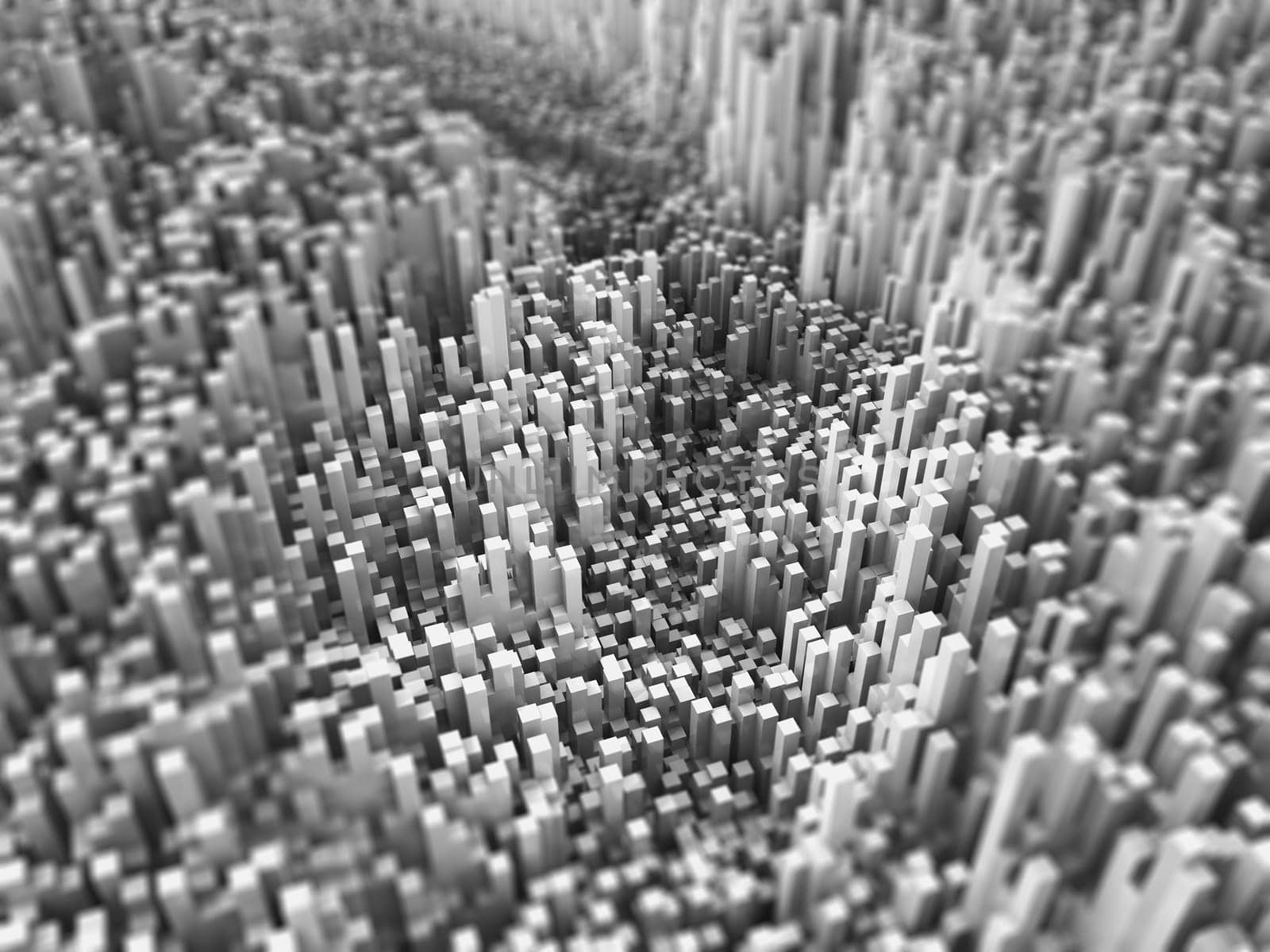 3D render of an abstract background with extruding isometric cubes