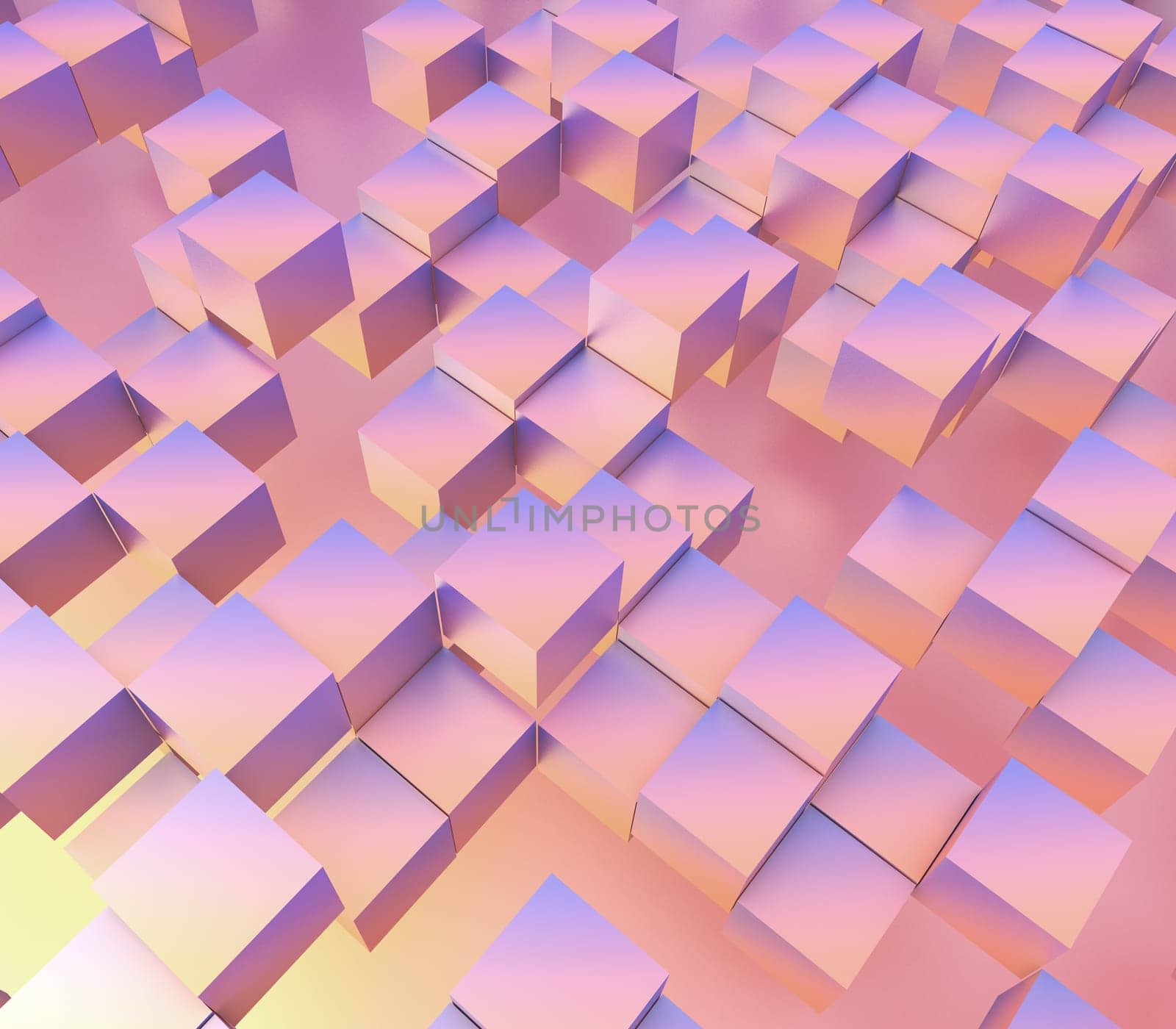 3D render of an abstract background with floating cubes