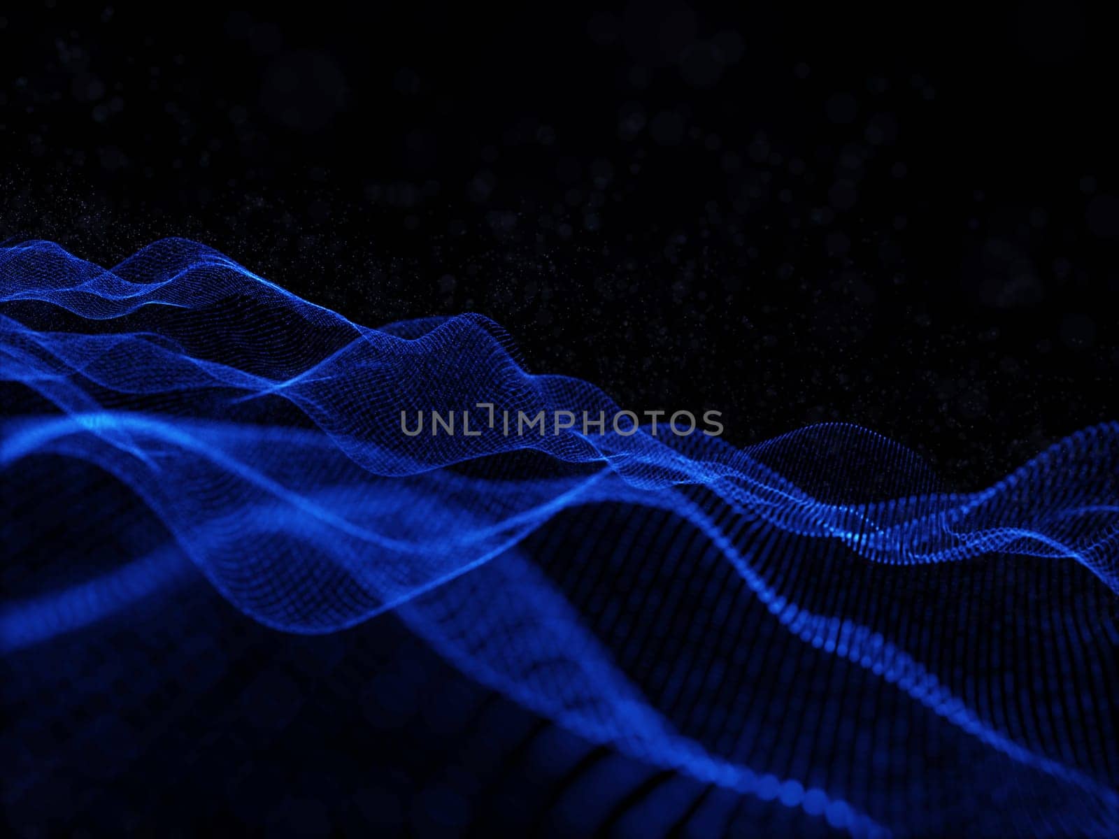 3D render of an abstract background with modern flowing particle design