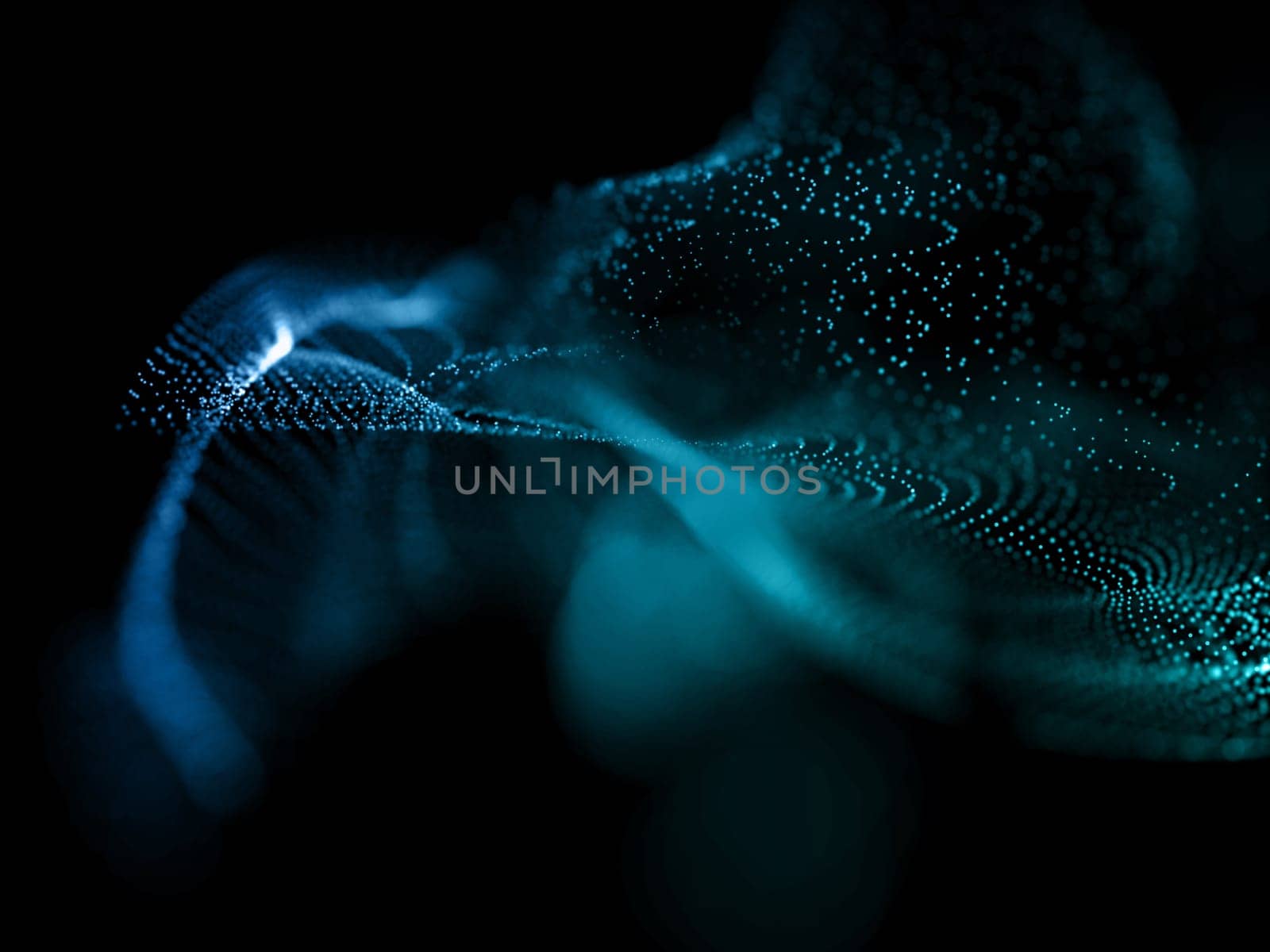 3D render of an abstract cyber particles background with shallow depth of field