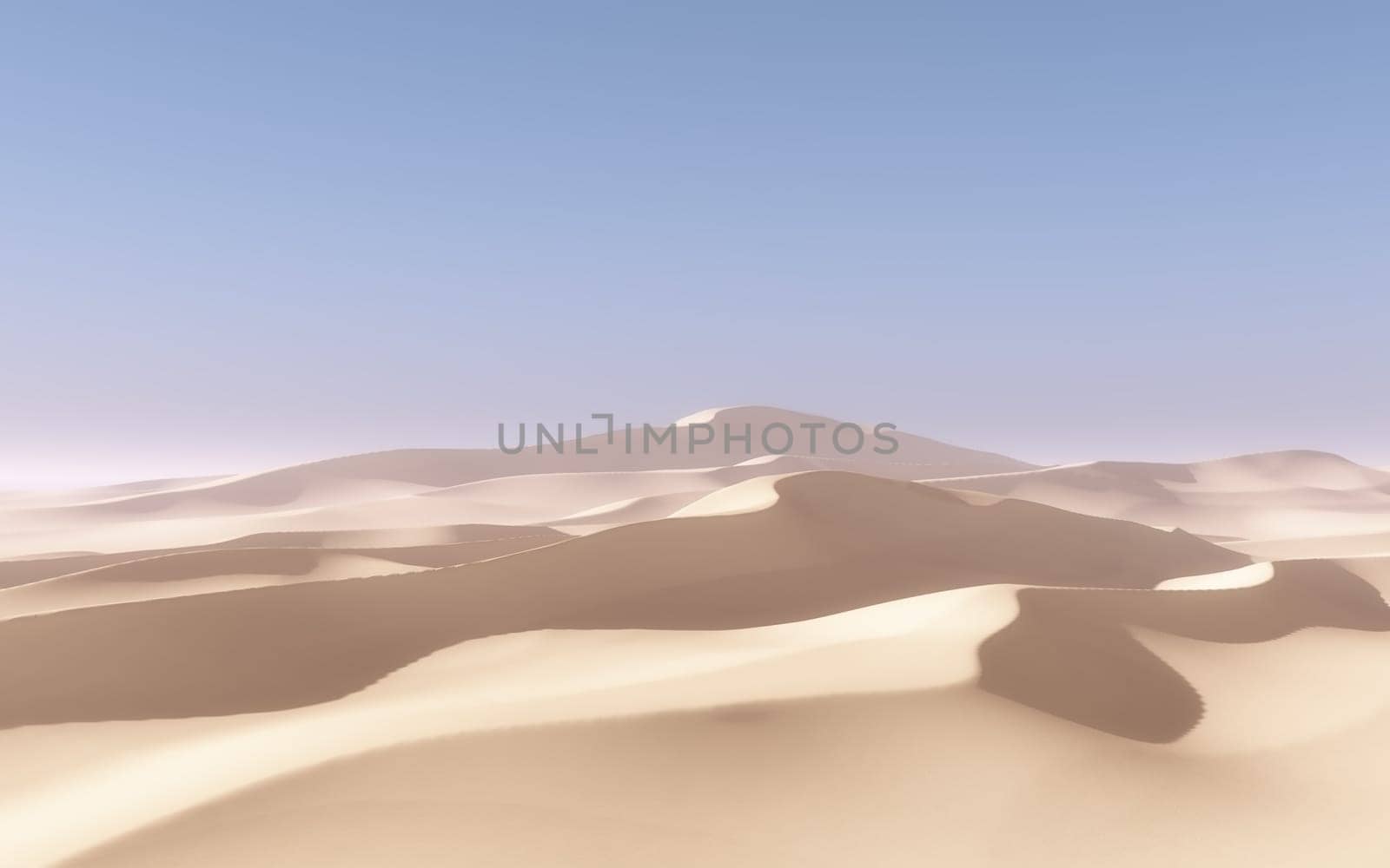 3D render of an abstract desert landscape scene