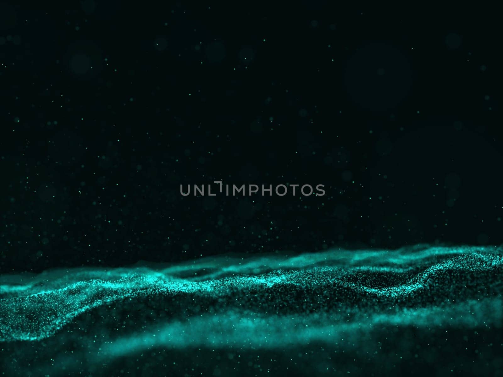 3D render of an abstract cyber particles background with flowing dots