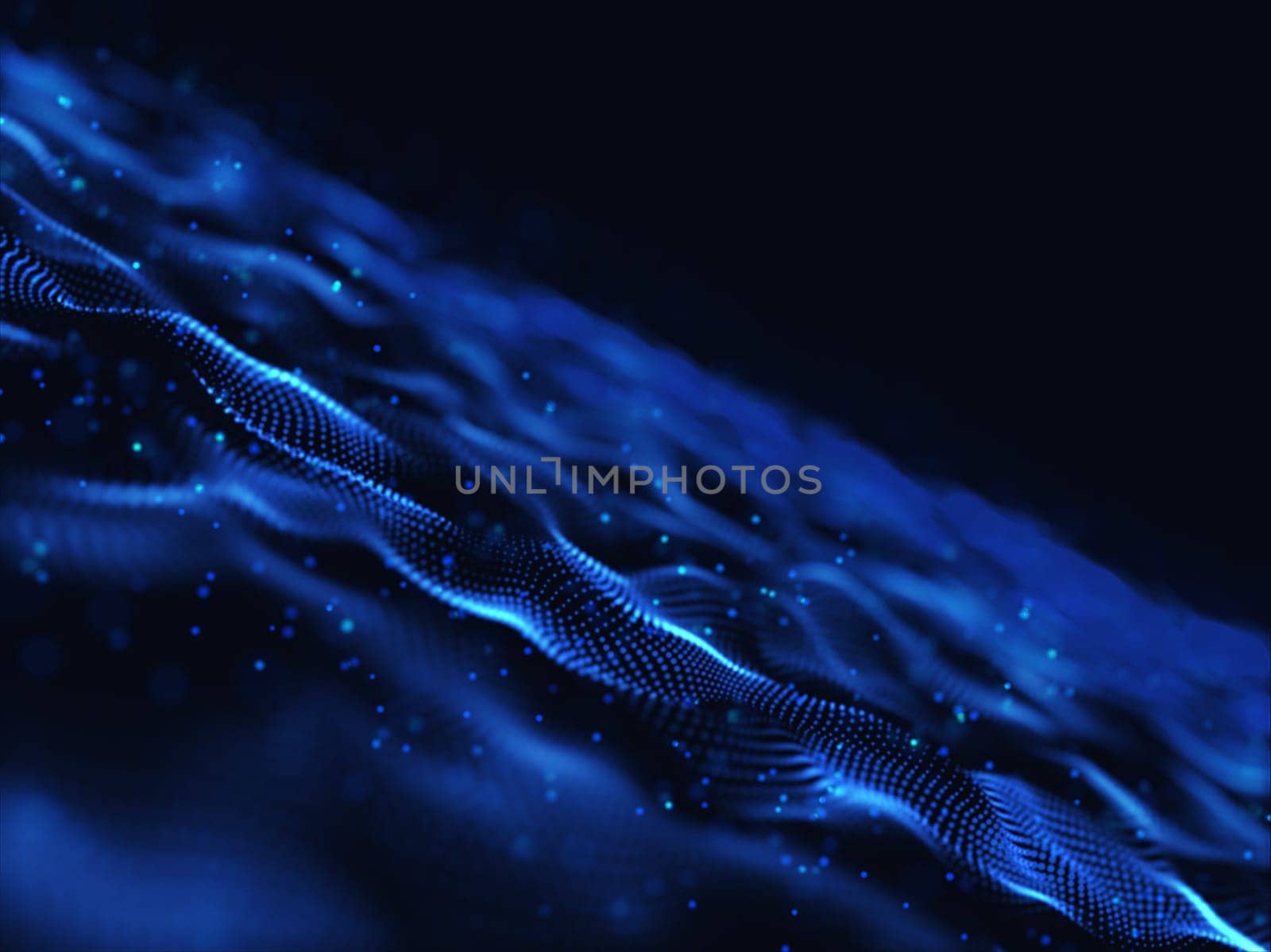 3D render of an abstract digital background with modern flowing particles