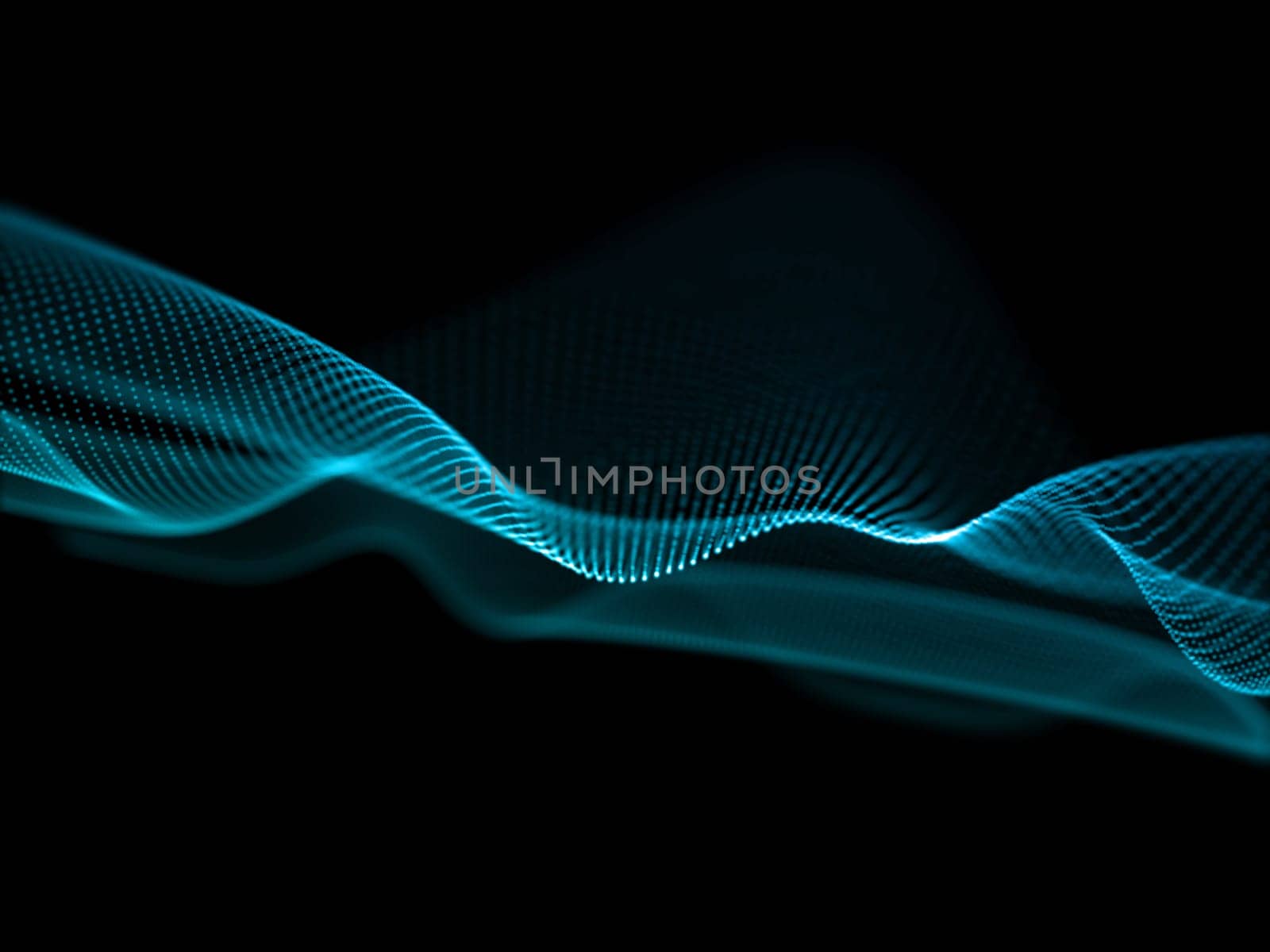 3D render of an abstract flow background with particle wave design